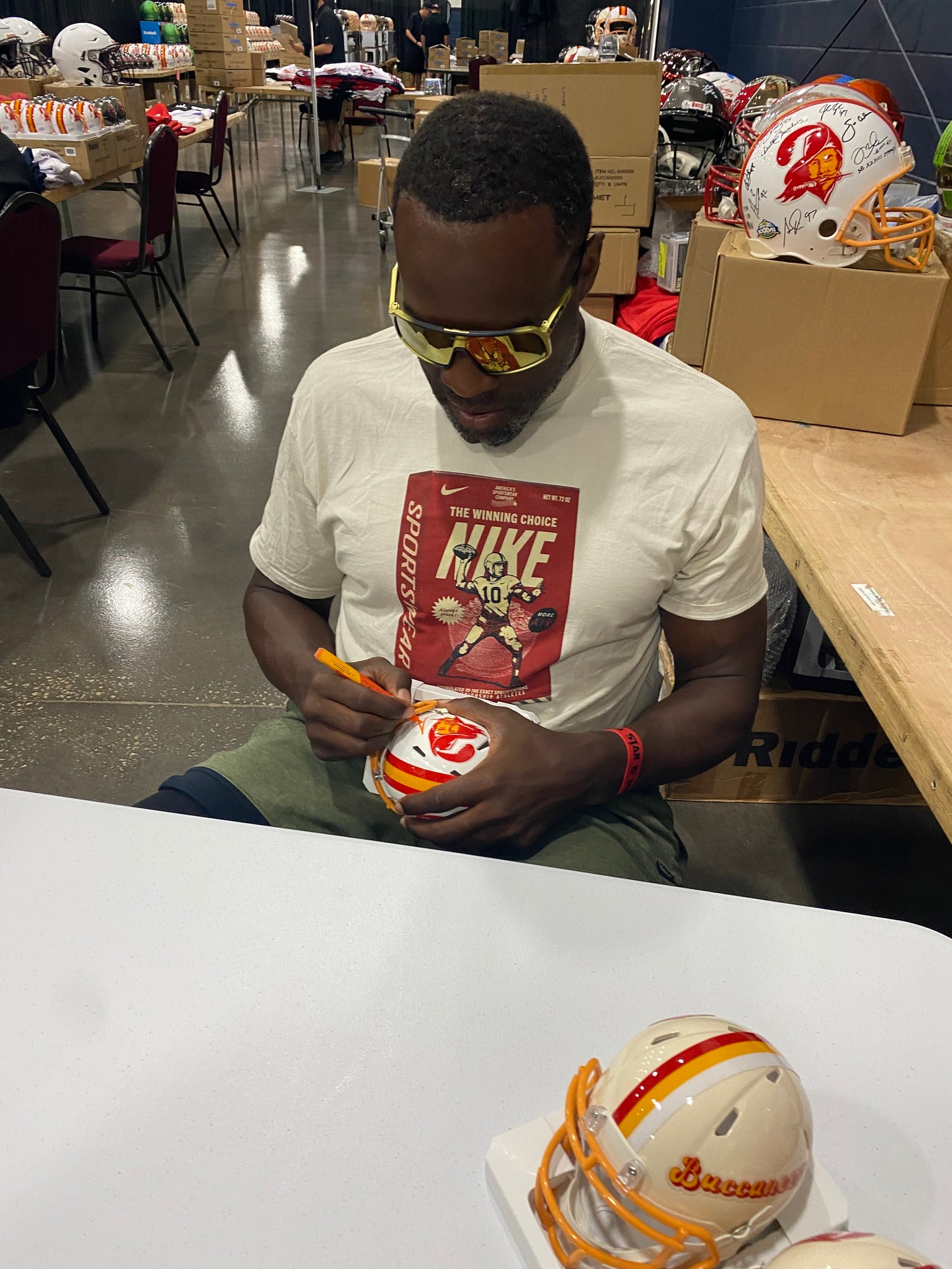 Simeon Rice Signed Tampa Bay Buccaneers Throwback 1976-1996 Speed Mini Helmet