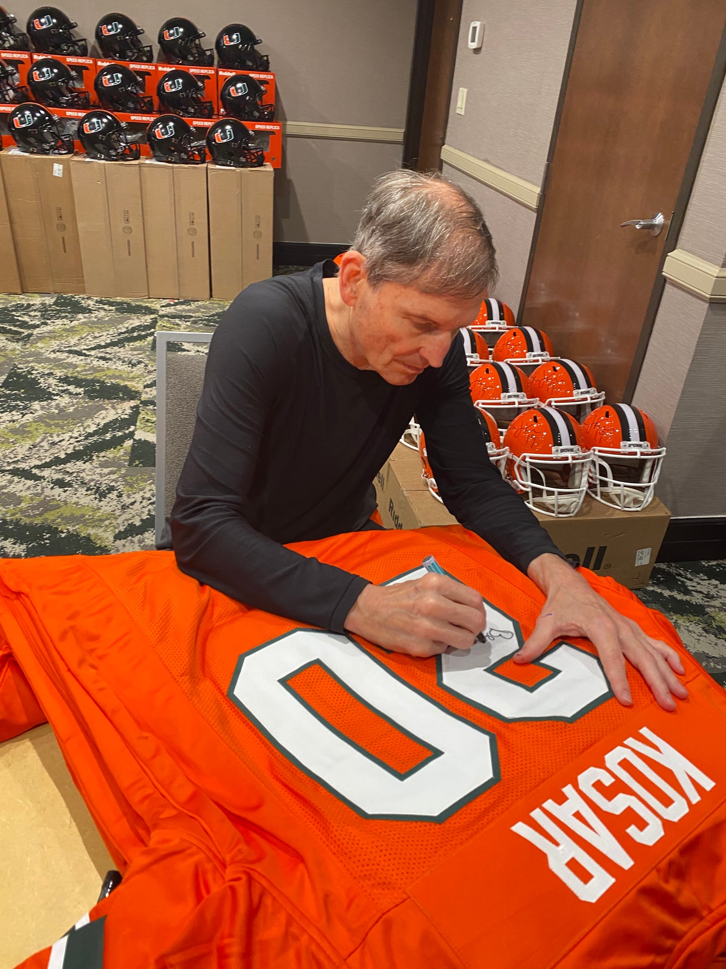 Bernie Kosar signed Orange #20 Stitched Jersey - Miami Hurricanes QB