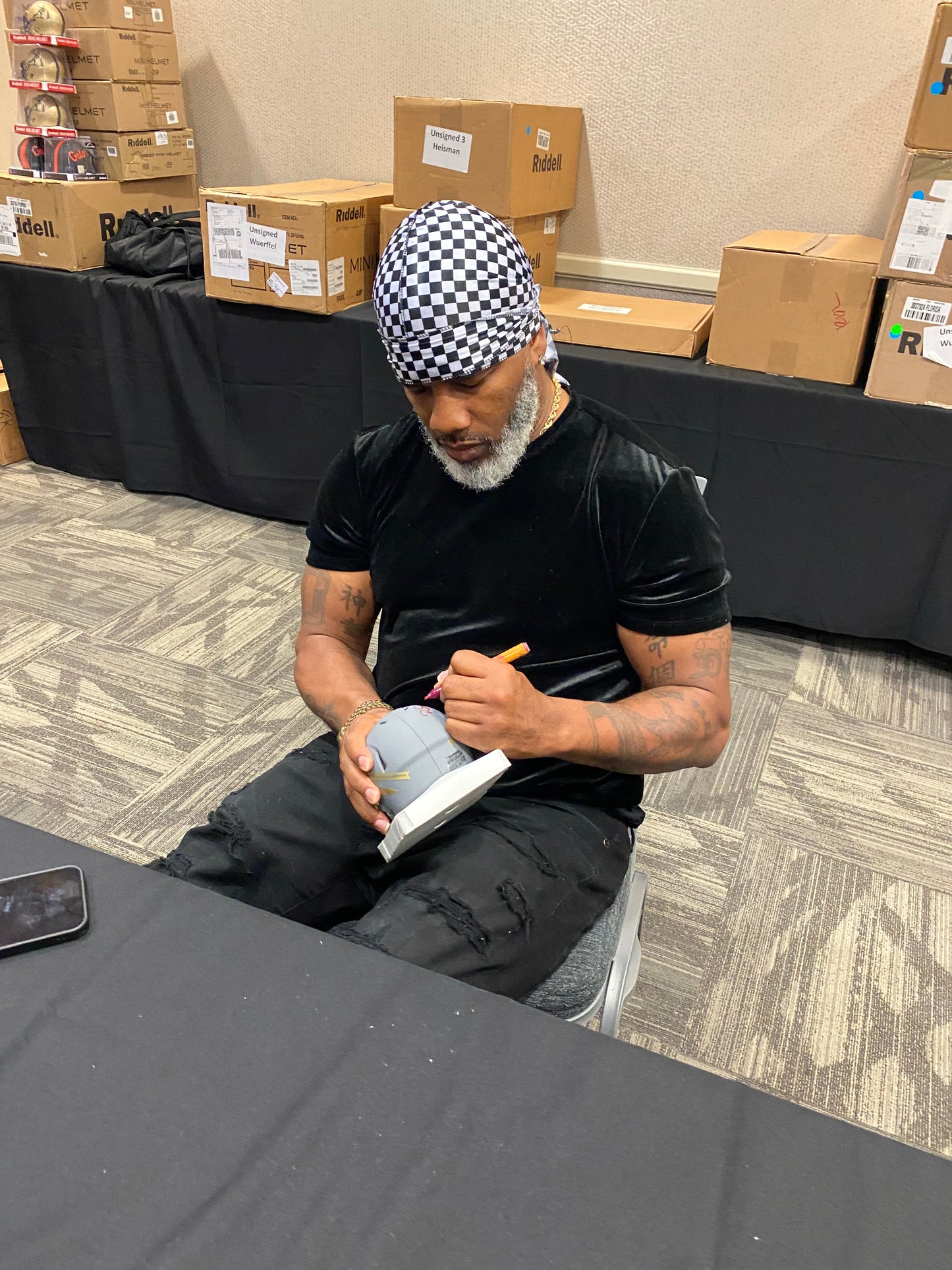 Peter Warrick 99 National Champions Signed Florida State Seminoles Slate Mini Football Helmet