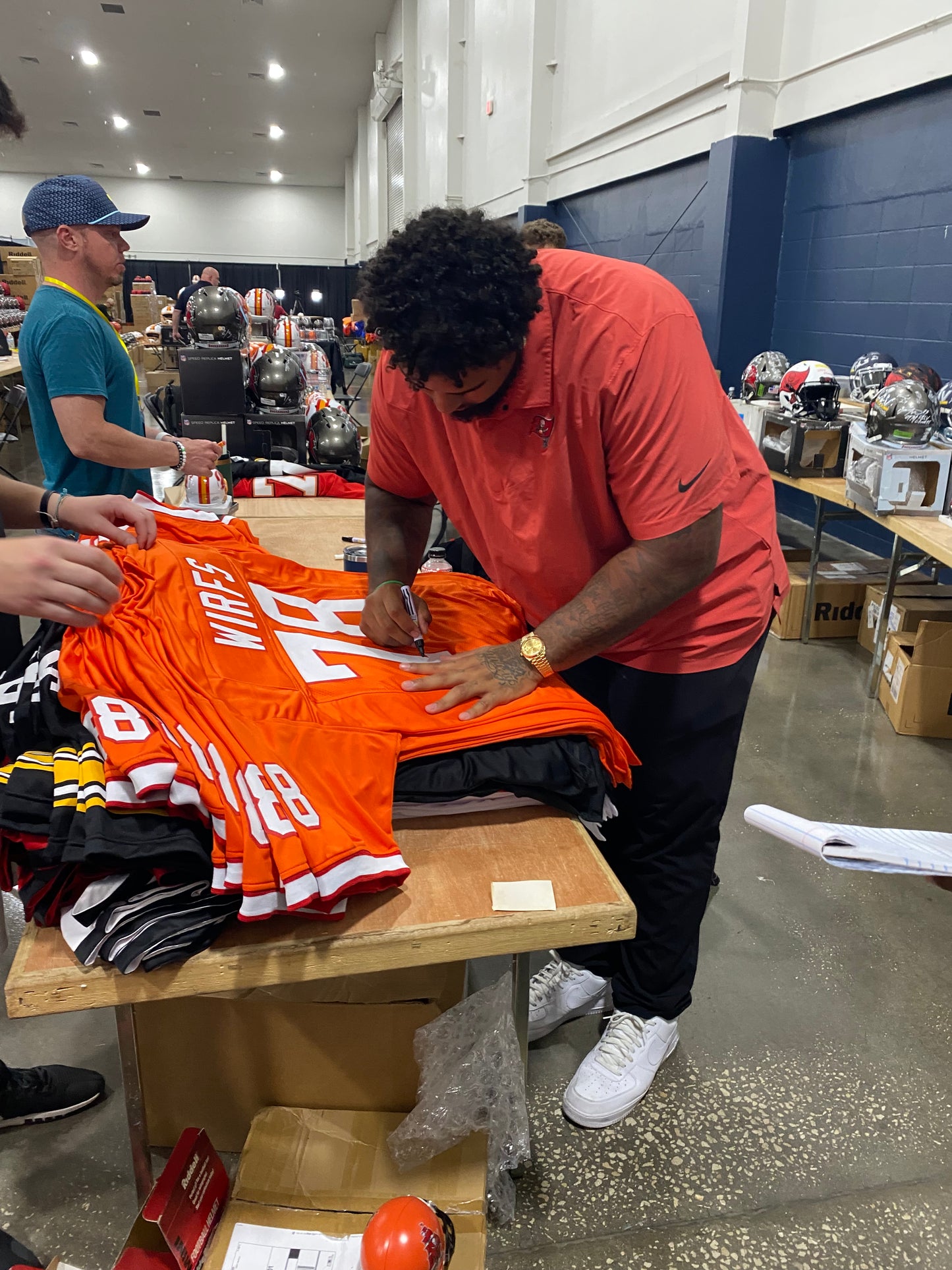 Tristan Wirfs signed orange #78 stitched jersey