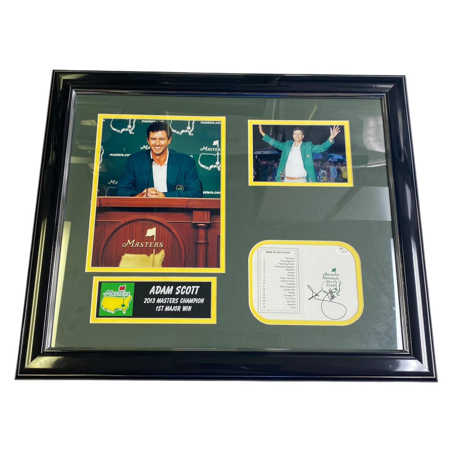 Adam Scott Signed The Masters ScoreCard - Custom Framed Collage