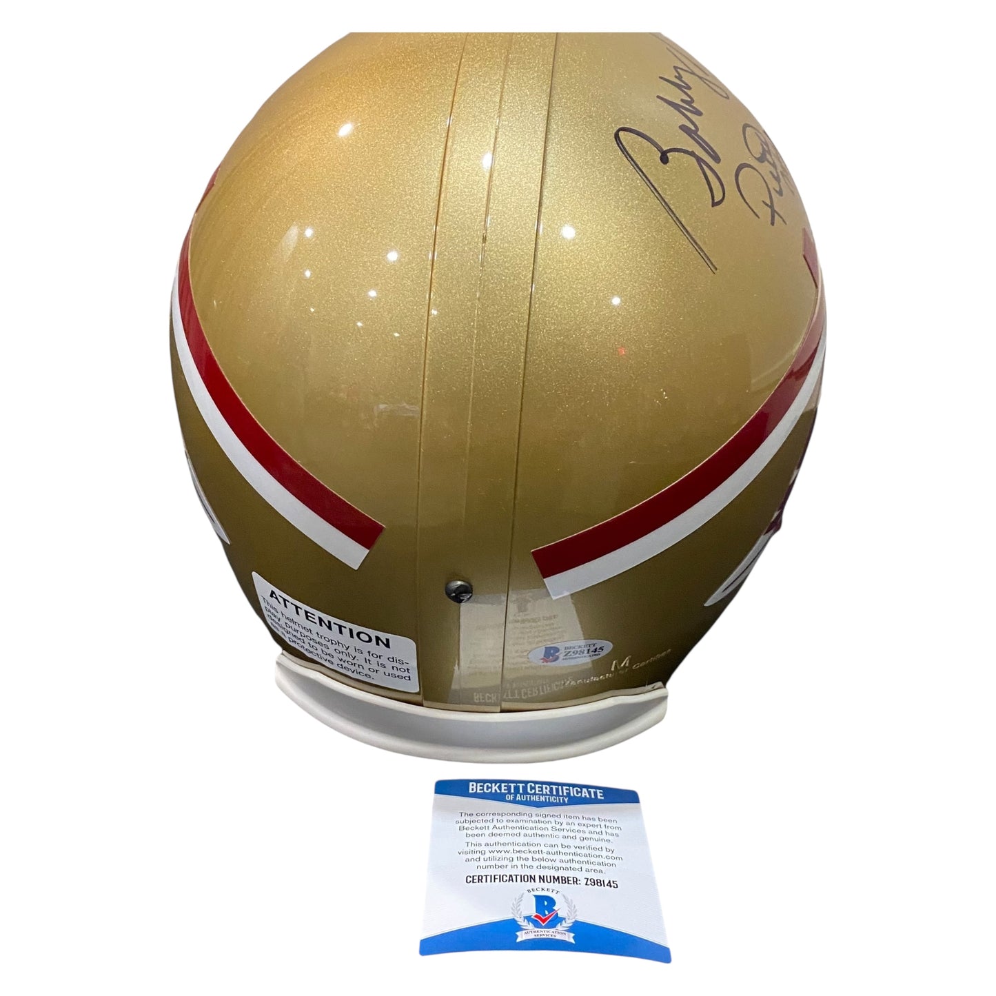 Coach Bobby Bowden and Peter Warrick 1999 National Champs Signed Florida State Seminoles Full Size Replica Football Helmet