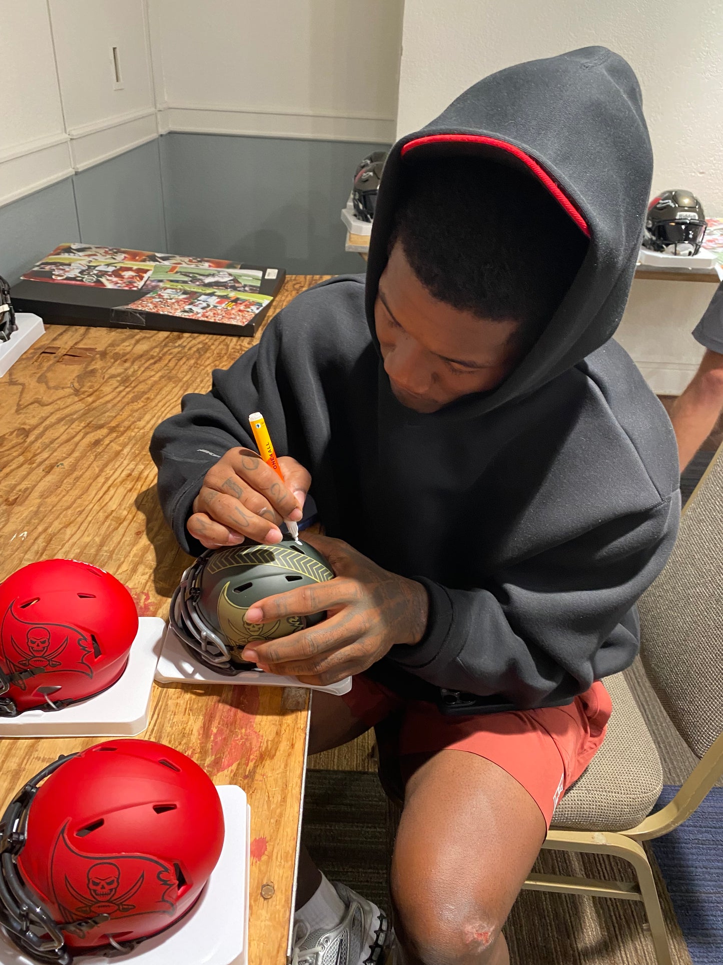 Bucky Irving Signed Tampa Bay Buccaneers 2025 Salute to Service Alternate Speed Mini Helmet