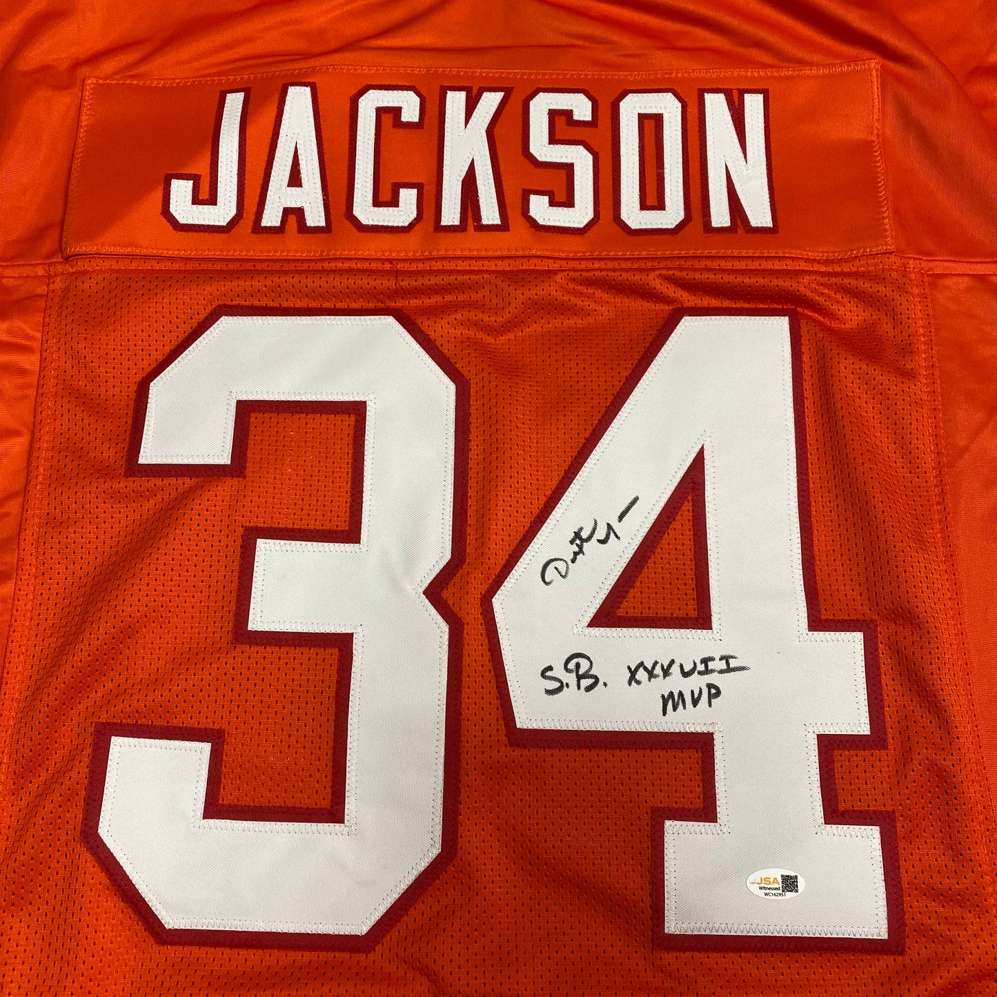 Dexter Jackson signed Orange #34 stitched jersey - Tampa Bay Buccaneers Creamsicle Style