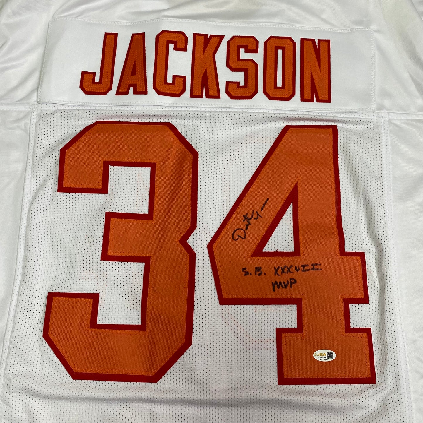 Dexter Jackson signed White #34 stitched jersey - Tampa Bay Buccaneers 50th Anniversary 1976 Style