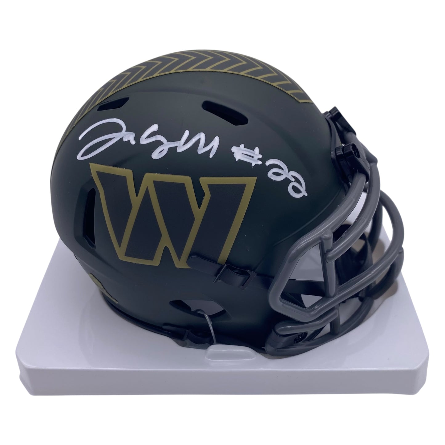 Jacory Croskey-Merritt Signed Washington Commanders 2025 Salute to Service Alternate Speed Mini Helmet