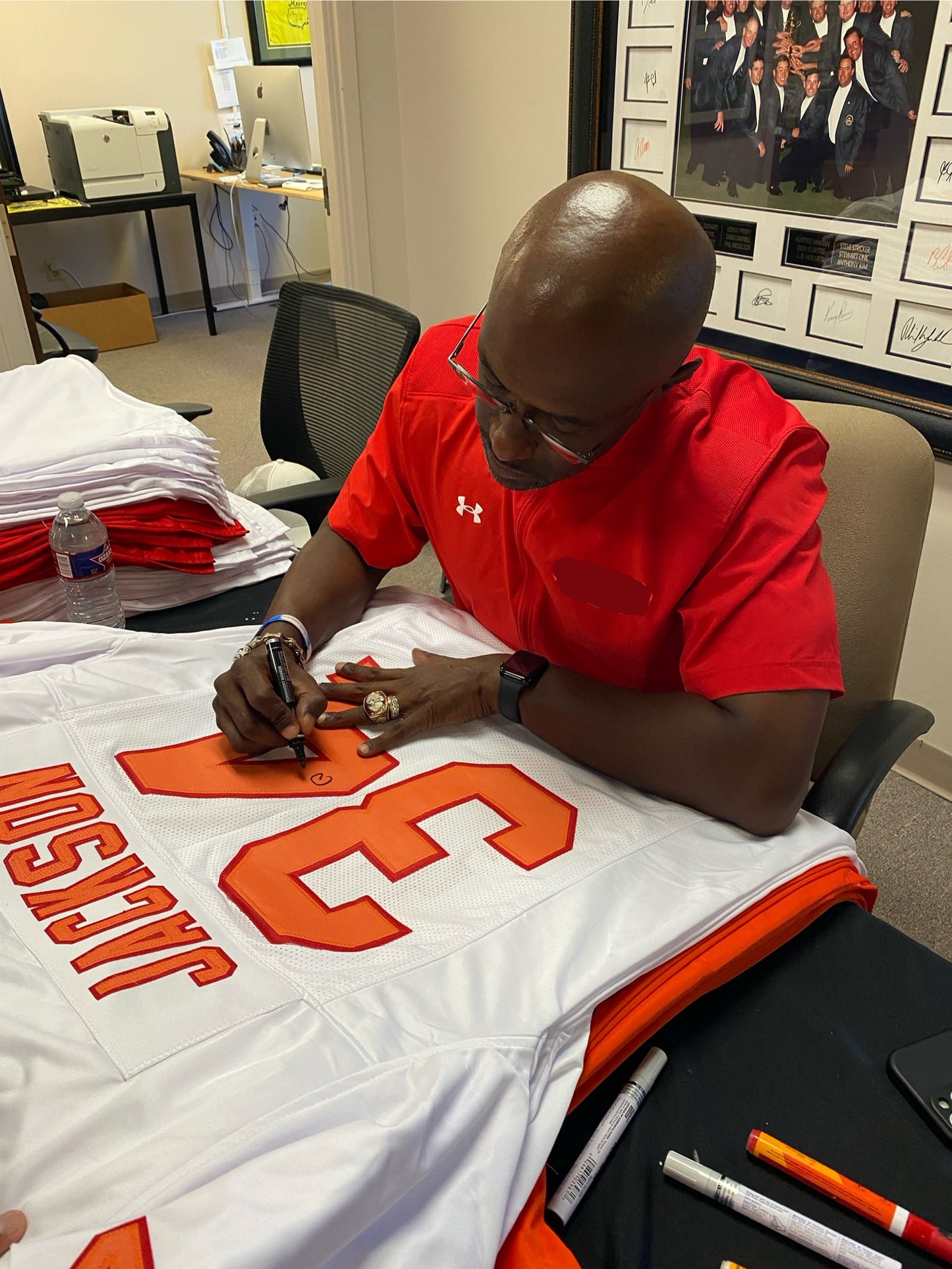 Dexter Jackson signed White #34 stitched jersey - Tampa Bay Buccaneers 50th Anniversary 1976 Style