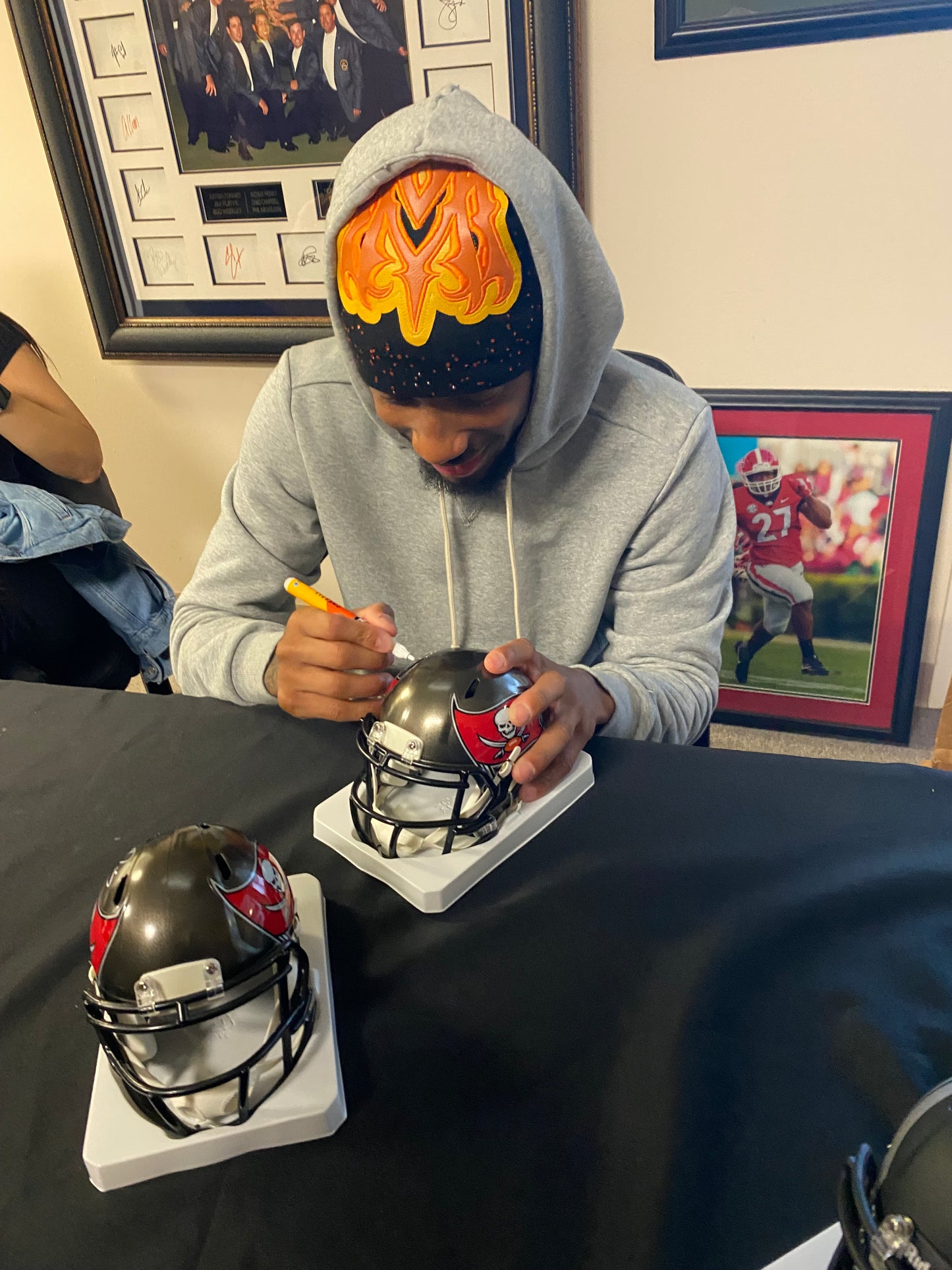Tez Johnson Signed Tampa Bay Buccaneers Mini Helmet