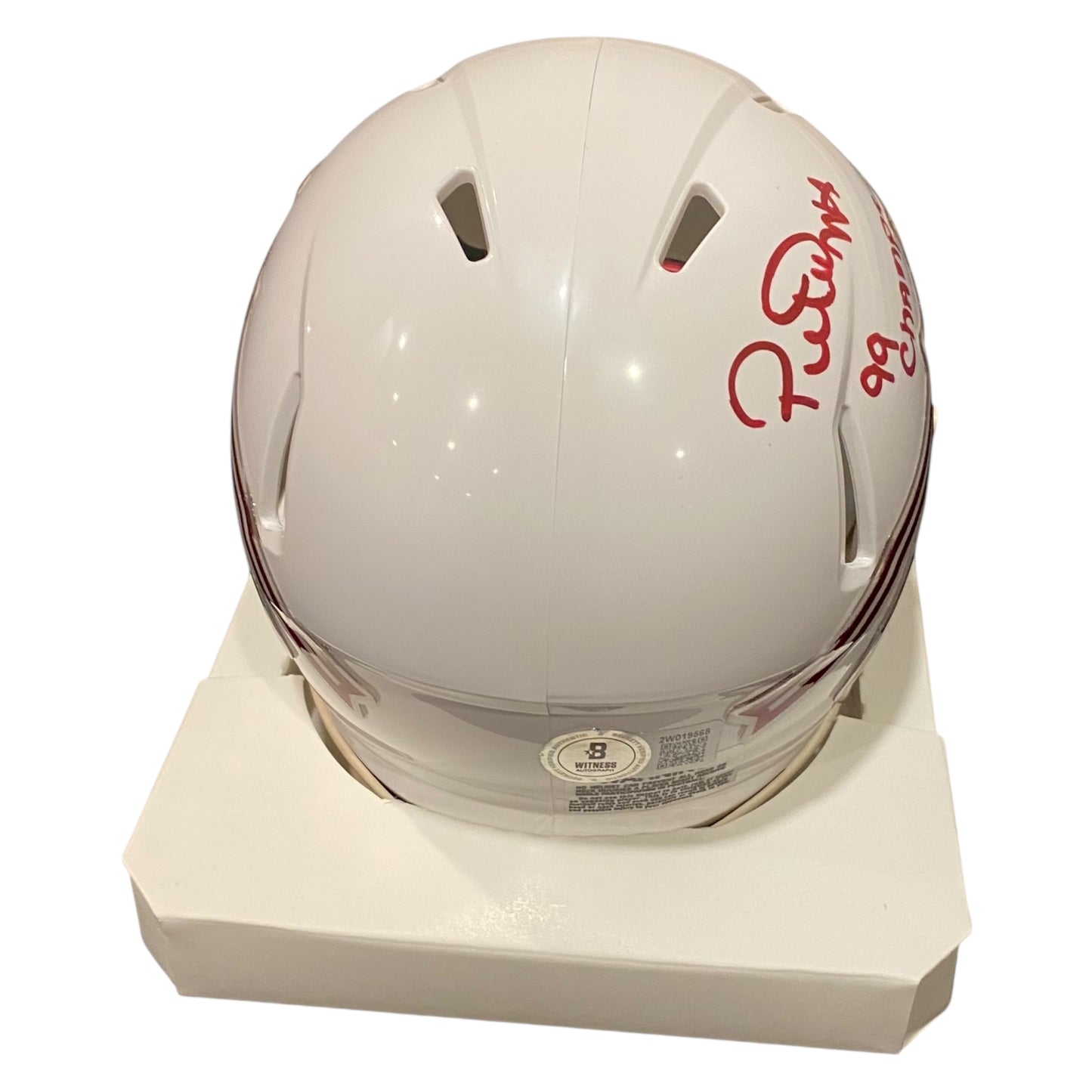 Peter Warrick 99 National Champions Signed Florida State Seminoles White Alternate Mini Football Helmet