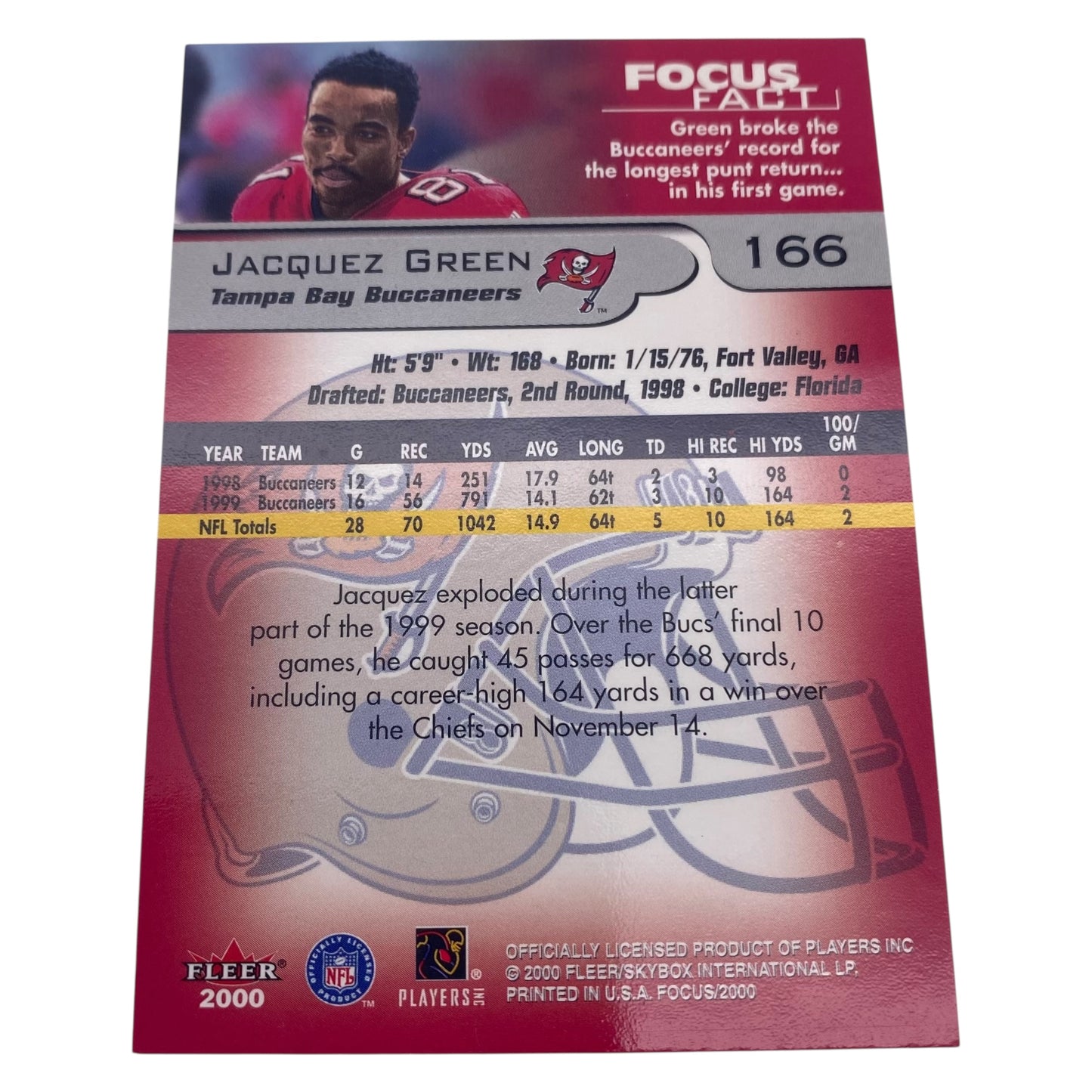 Jacquez Green Signed Tampa Bay Bucs Trading Card