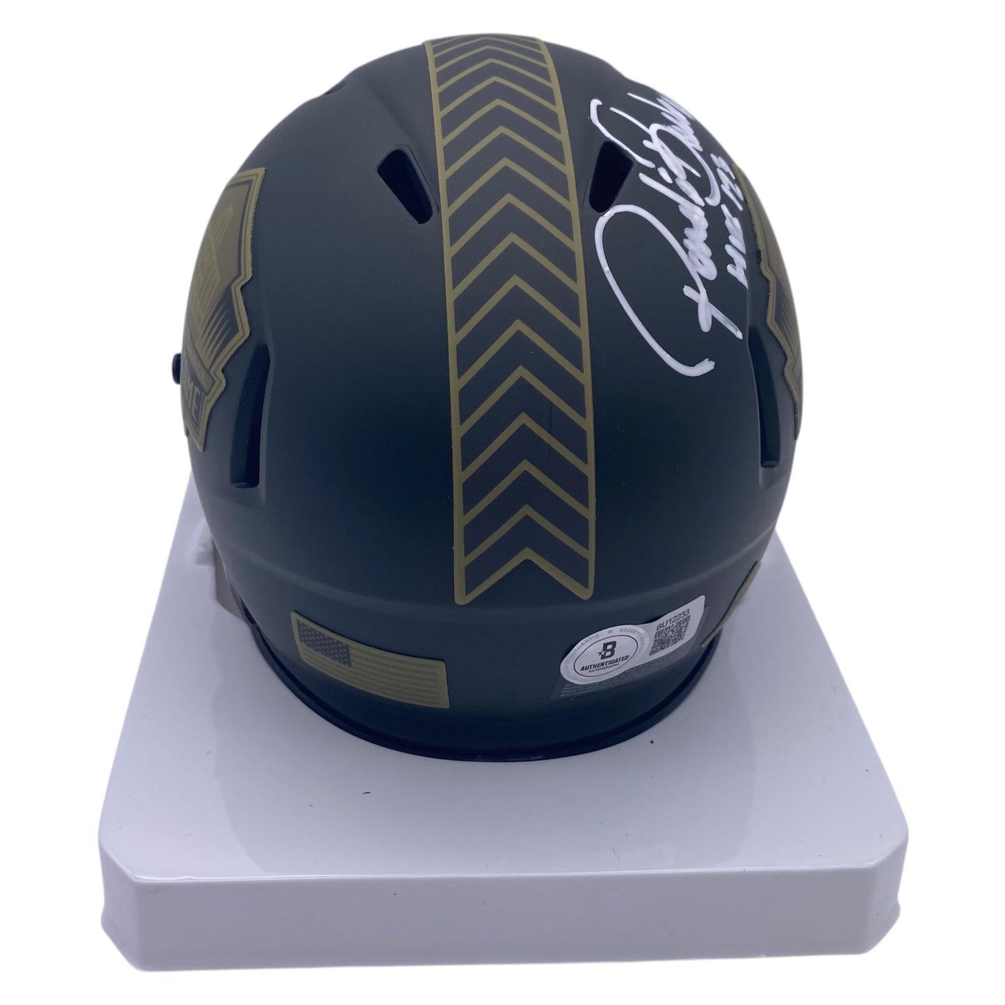 Ronde Barber Signed Tampa Bay Buccaneers Hall of Fame Salute To Service Alternate Speed Mini Helmet