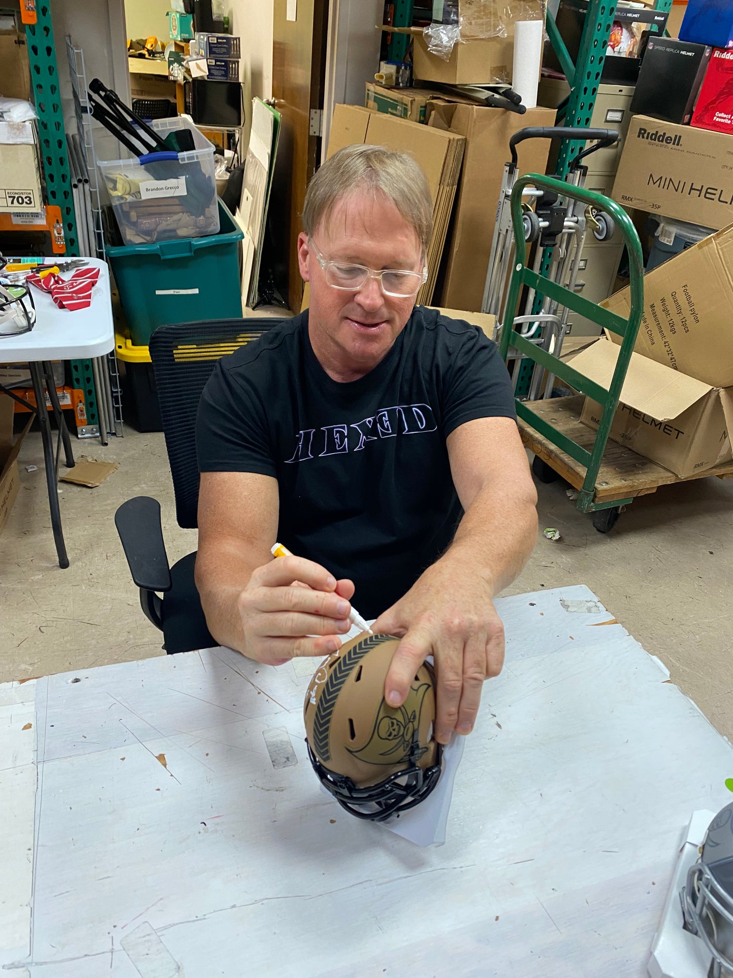 Coach Jon Gruden & Coach Tony Dungy Signed Tampa Bay Buccaneers Salute to Service Mini Helmet