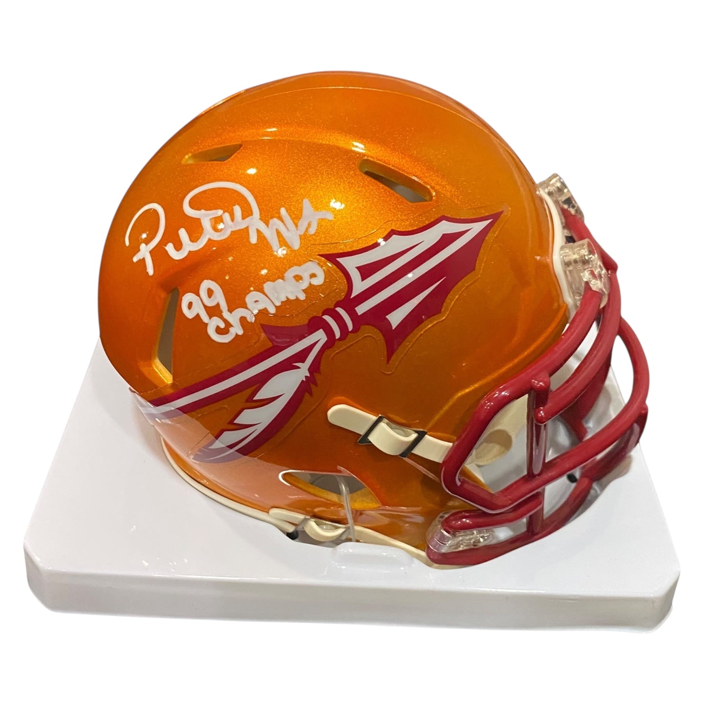 Peter Warrick 99 National Champions Signed Florida State Seminoles Flash Alternate Mini Football Helmet