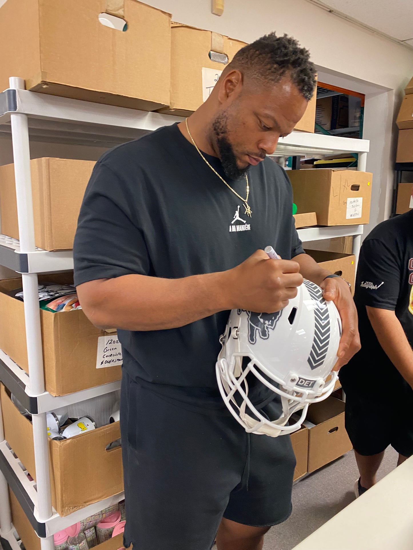 Ndamukong Suh Signed Detroit Lions Salute to Service 2024 White Alternate Speed Full Size Replica Helmet