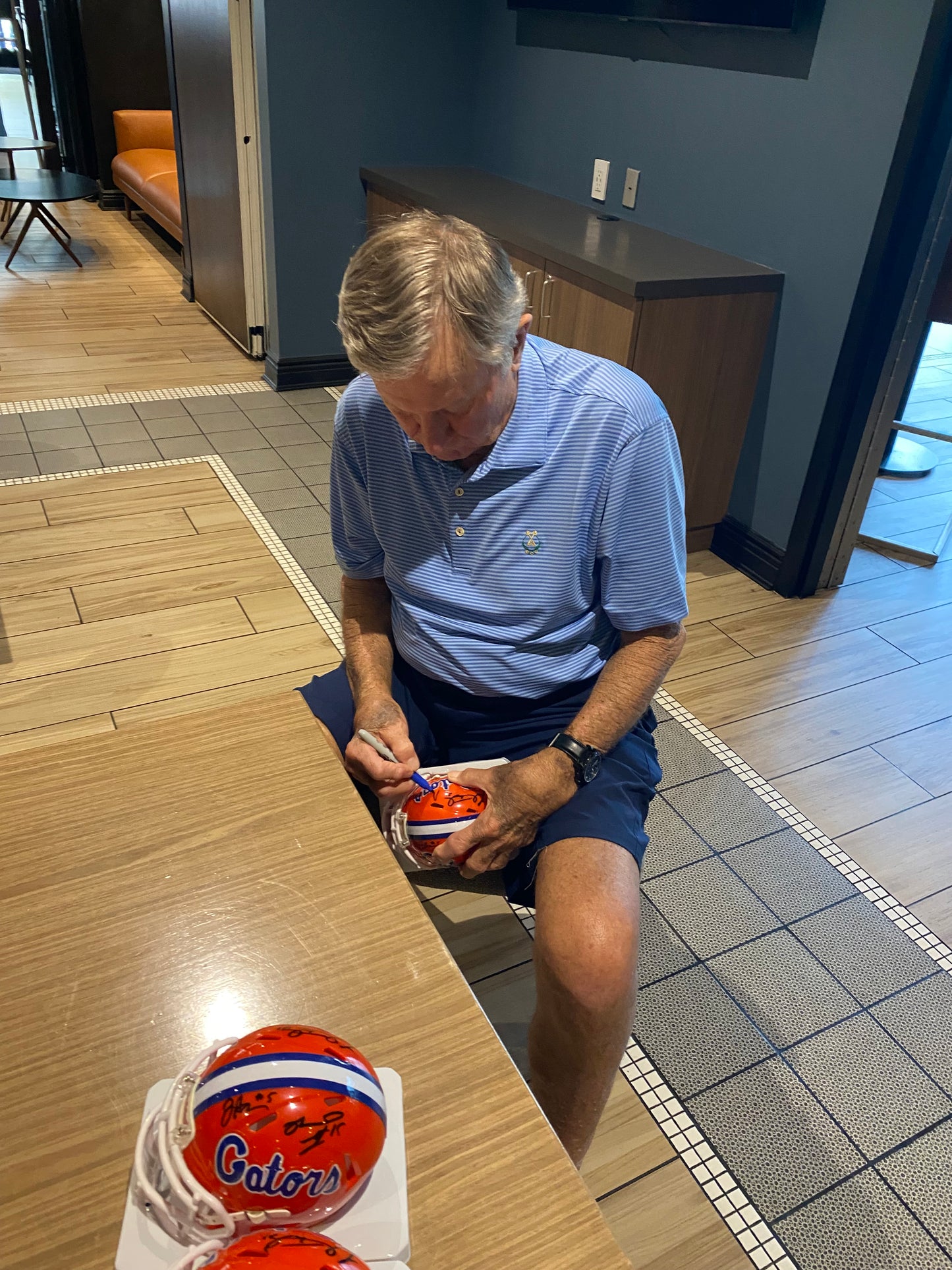 Steve Spurrier Danny Wuerffel Jacquez Green Reidel Anthony Fred Taylor Signed Florida Gators 1996 National Champions Mini Speed Football Helmet