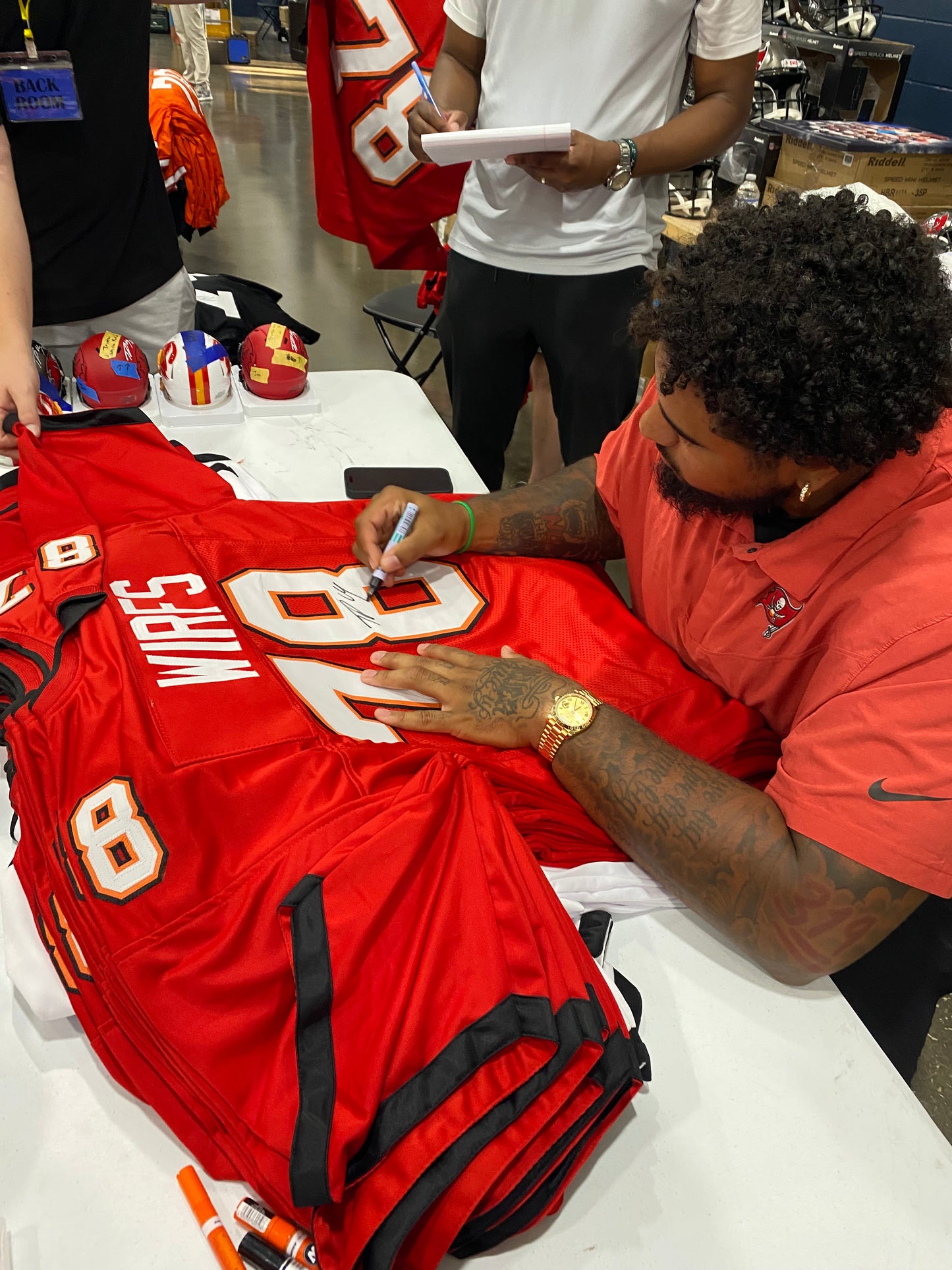 Tristan Wirfs signed red #78 stitched jersey