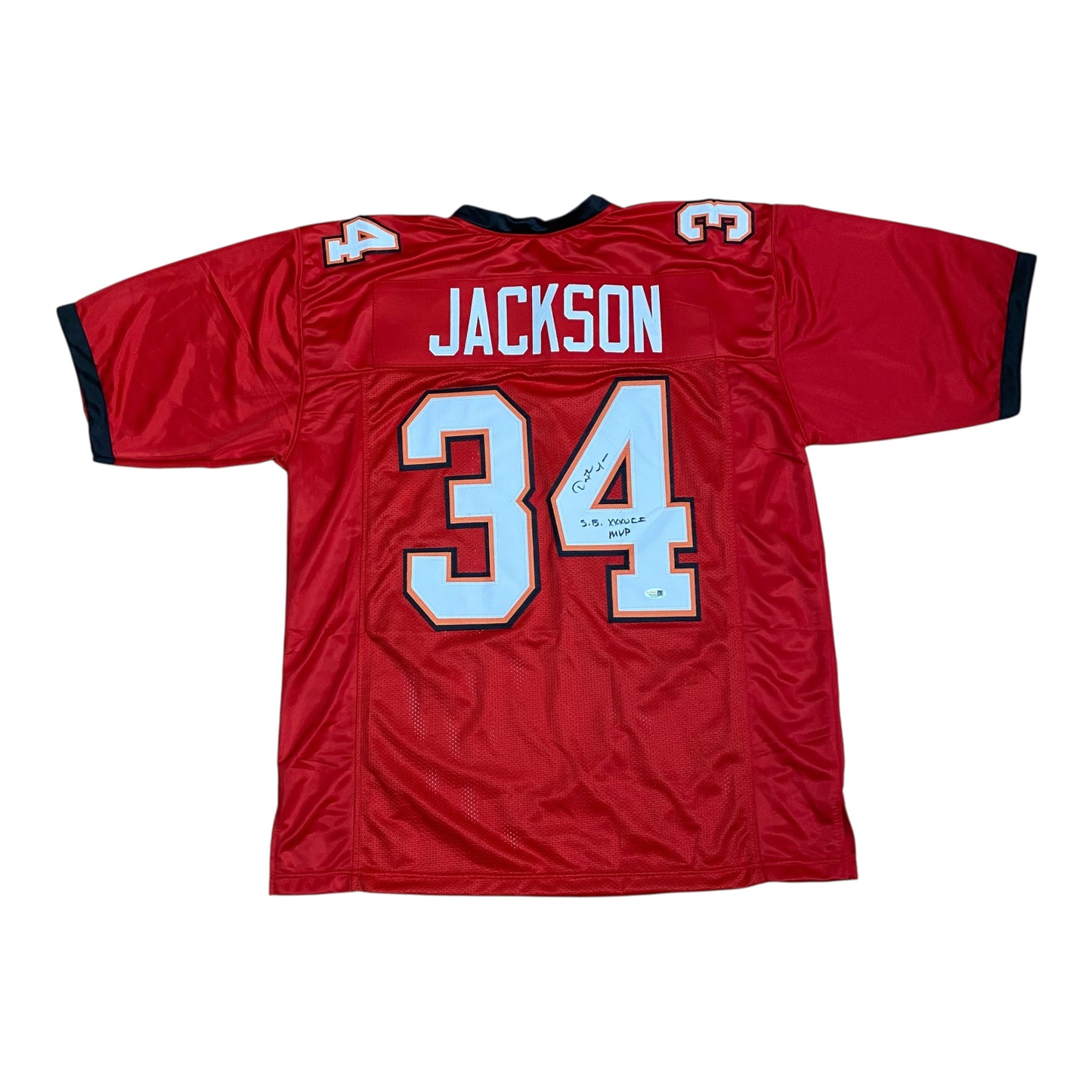 Dexter Jackson signed Red #34 stitched jersey - Tampa Bay Buccaneers Style