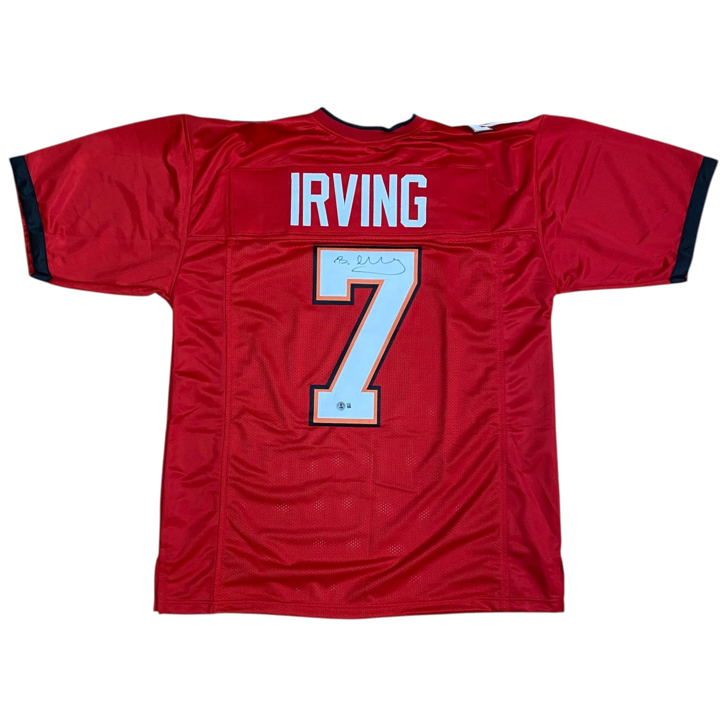 Bucky Irving signed red #7 stitched jersey