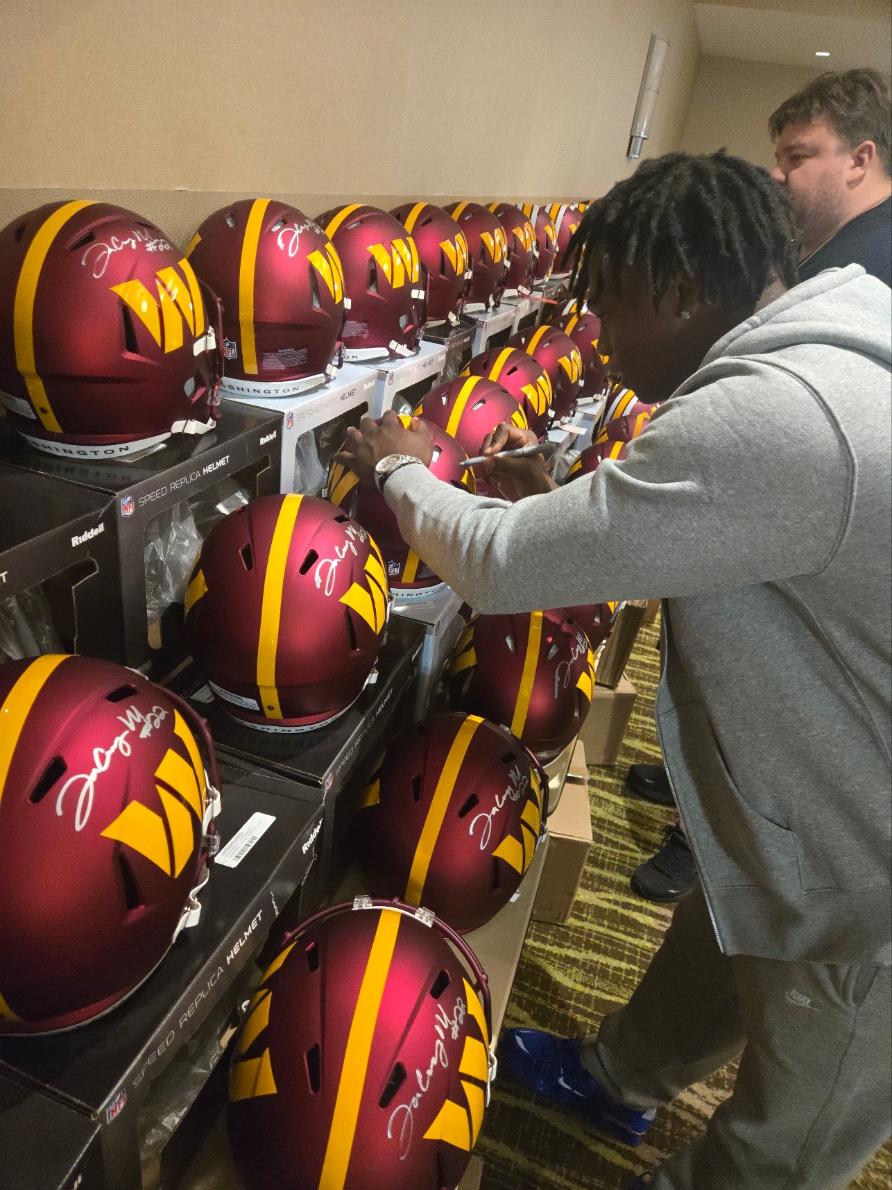 Jacory Croskey-Merritt Signed Washington Commanders 2025 On Field Alternate Speed Mini Helmet