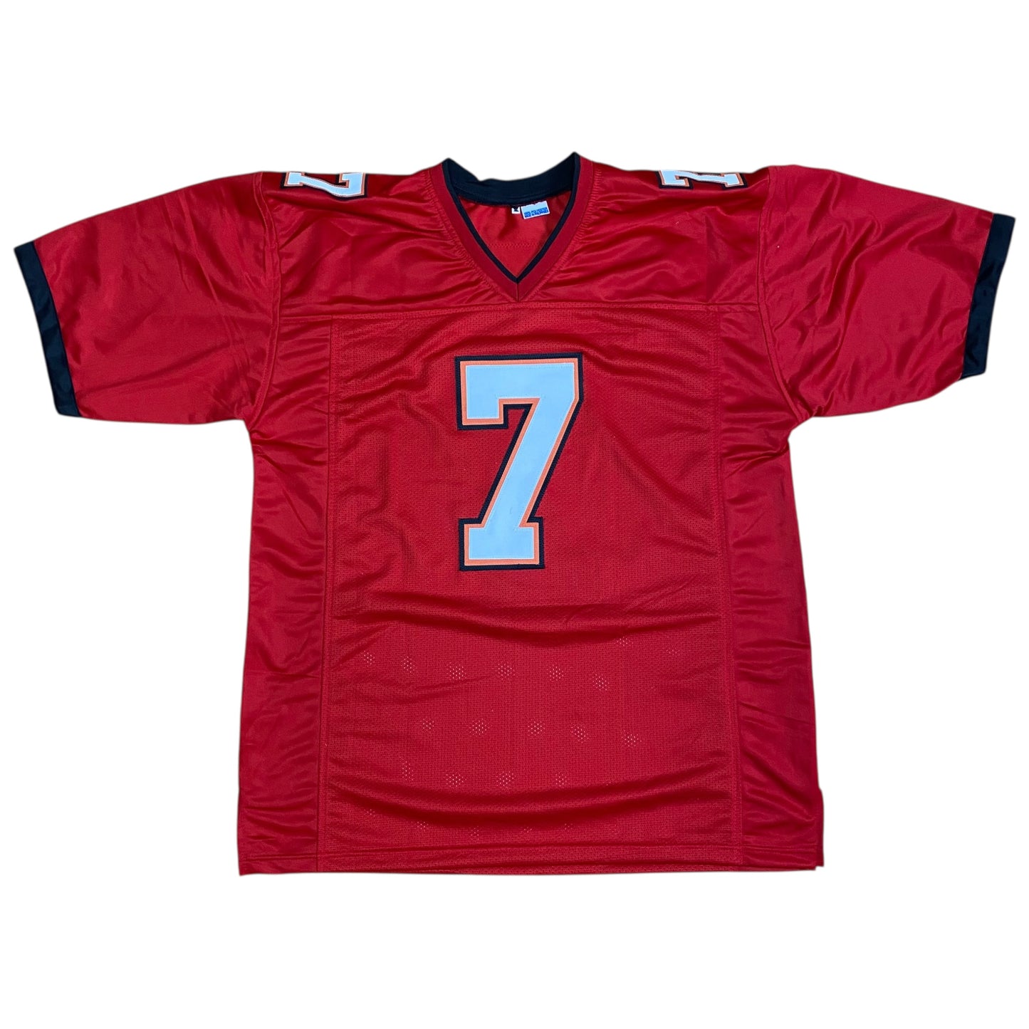 Bucky Irving signed red #7 stitched jersey