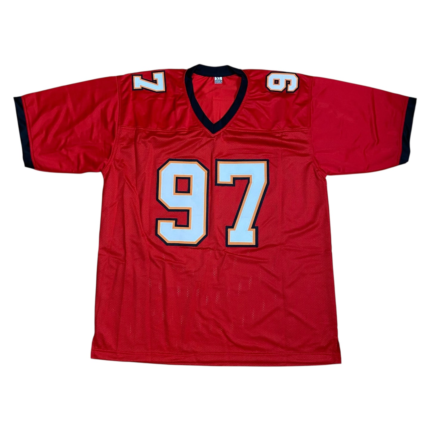 Simeon Rice signed Red #97 stitched jersey - Tampa Bay Buccaneers Style