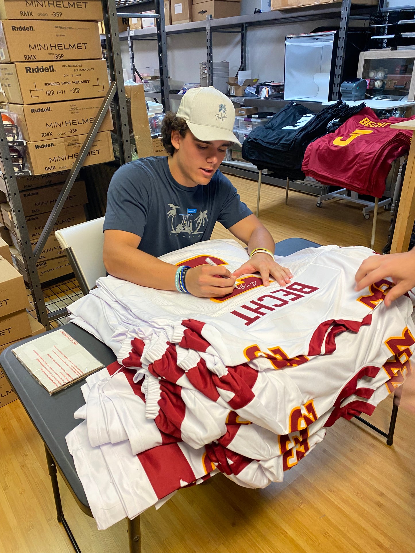 Rocco Becht Signed White #3 Stitched Jersey - Iowa State Cyclones Style