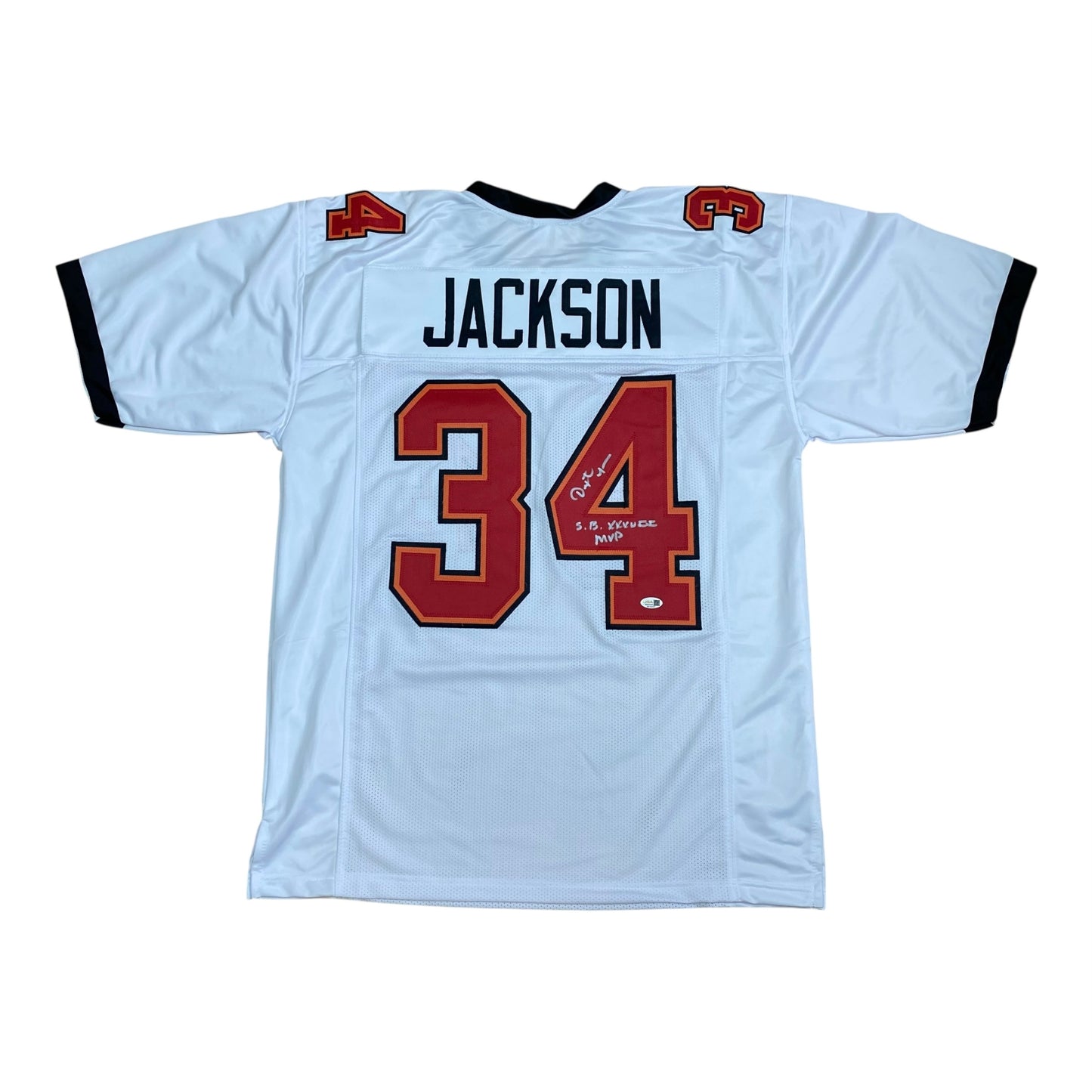 Dexter Jackson signed White #34 stitched jersey - Tampa Bay Buccaneers Style