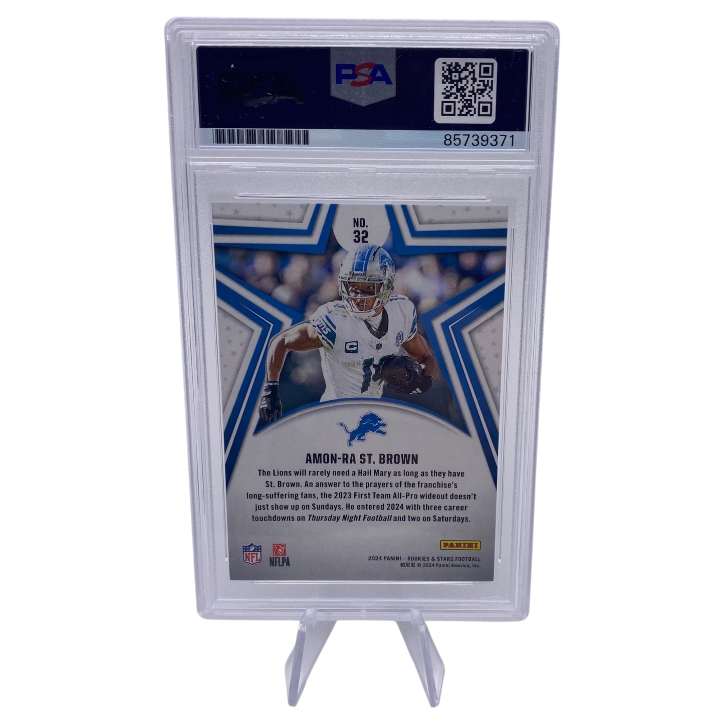 Amon-ra St. Brown Signed Detroit Lions 2024 Panini Rookies & Stars Trading Card PSA/DNA Slabbed