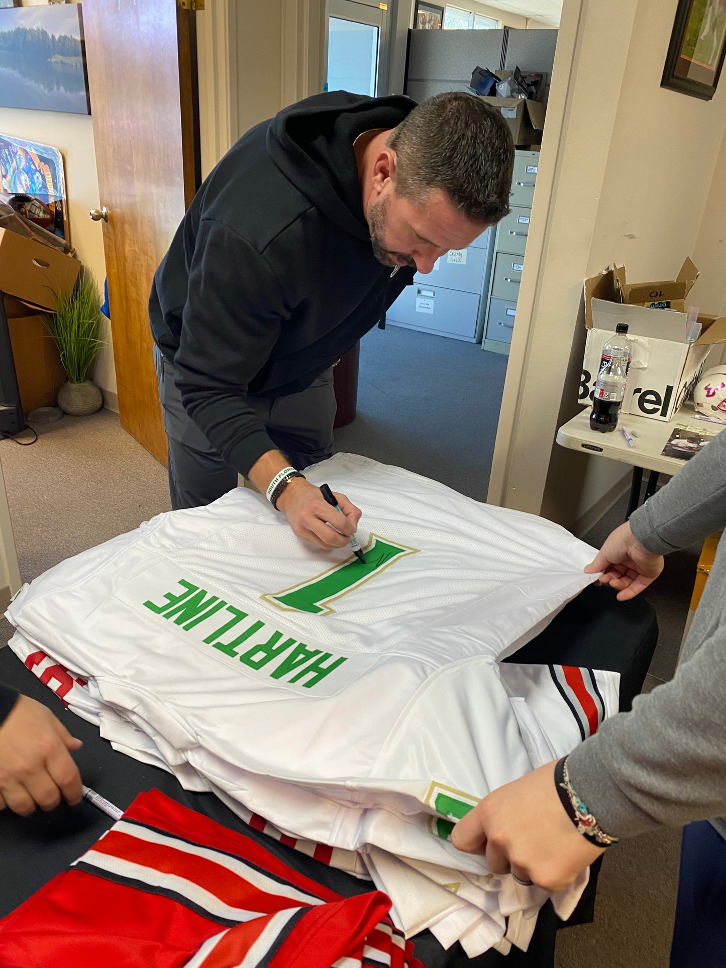 Brian Hartline Signed White #1 Jersey - South Florida USF Bulls Coach