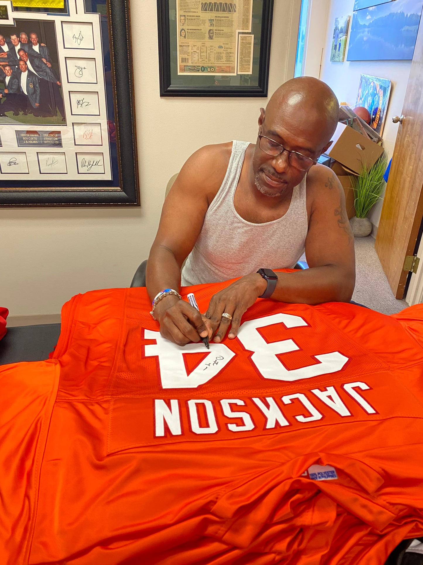 Dexter Jackson signed Orange #34 stitched jersey - Tampa Bay Buccaneers Creamsicle Style