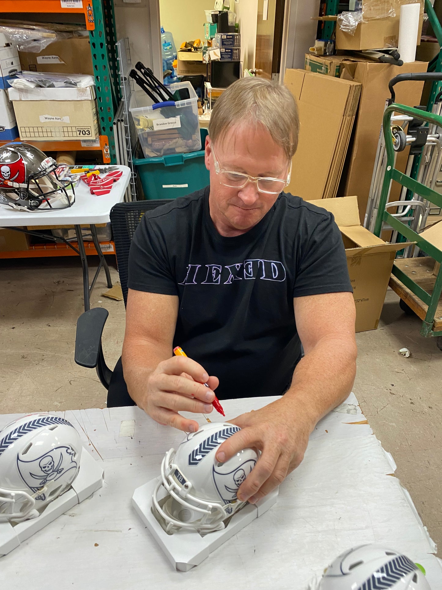 Coach Jon Gruden Signed Tampa Bay Buccaneers Salute to Service Mini Helmet