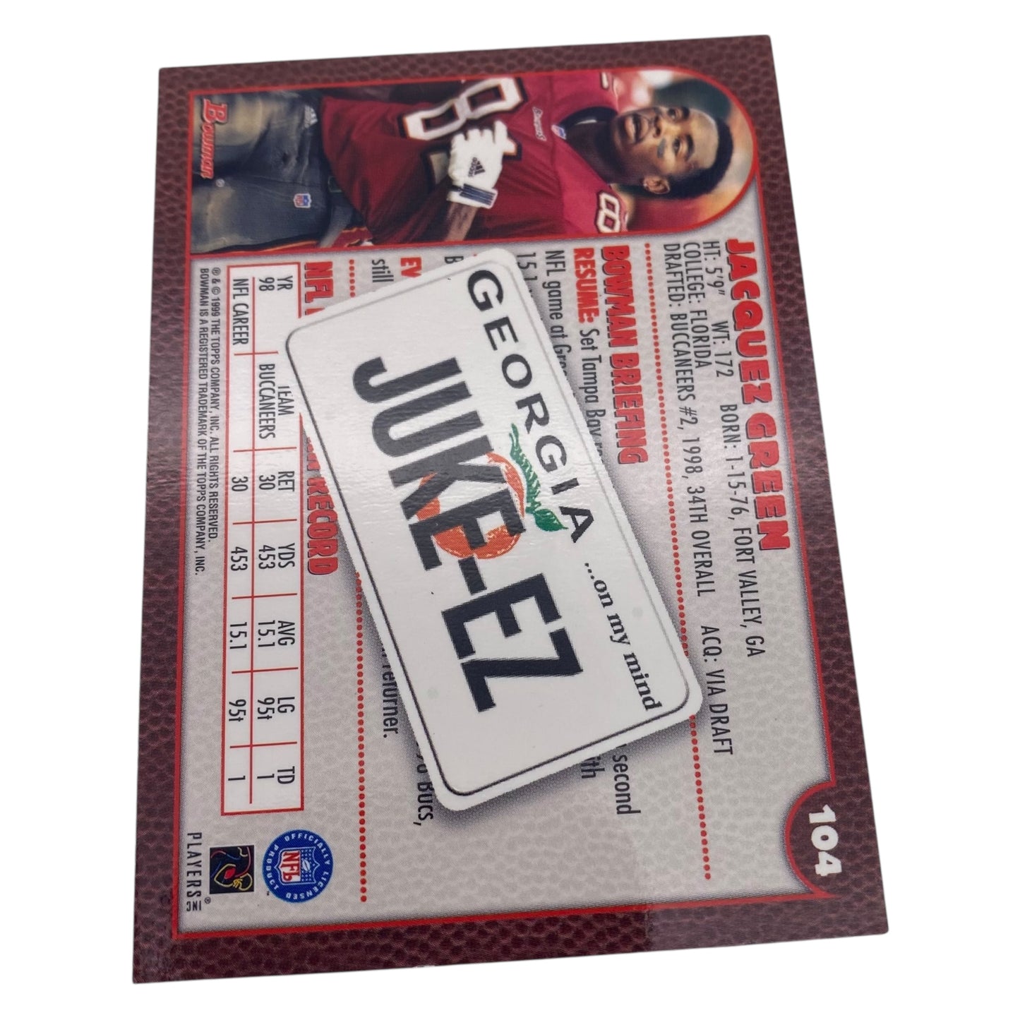 Jacquez Green Signed Tampa Bay Bucs Trading Card