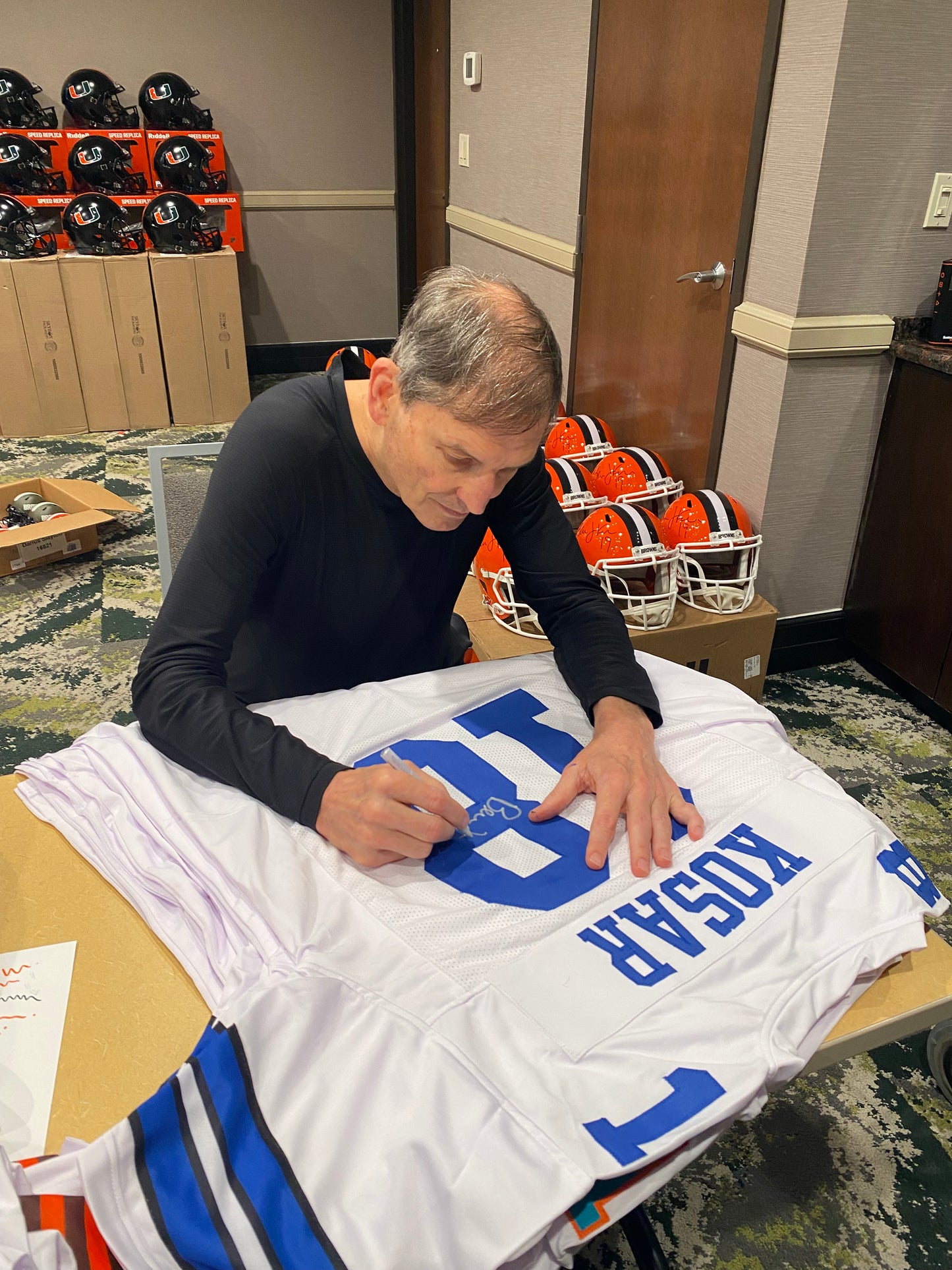 Bernie Kosar signed White #18 Stitched Jersey - Dallas Cowboys QB