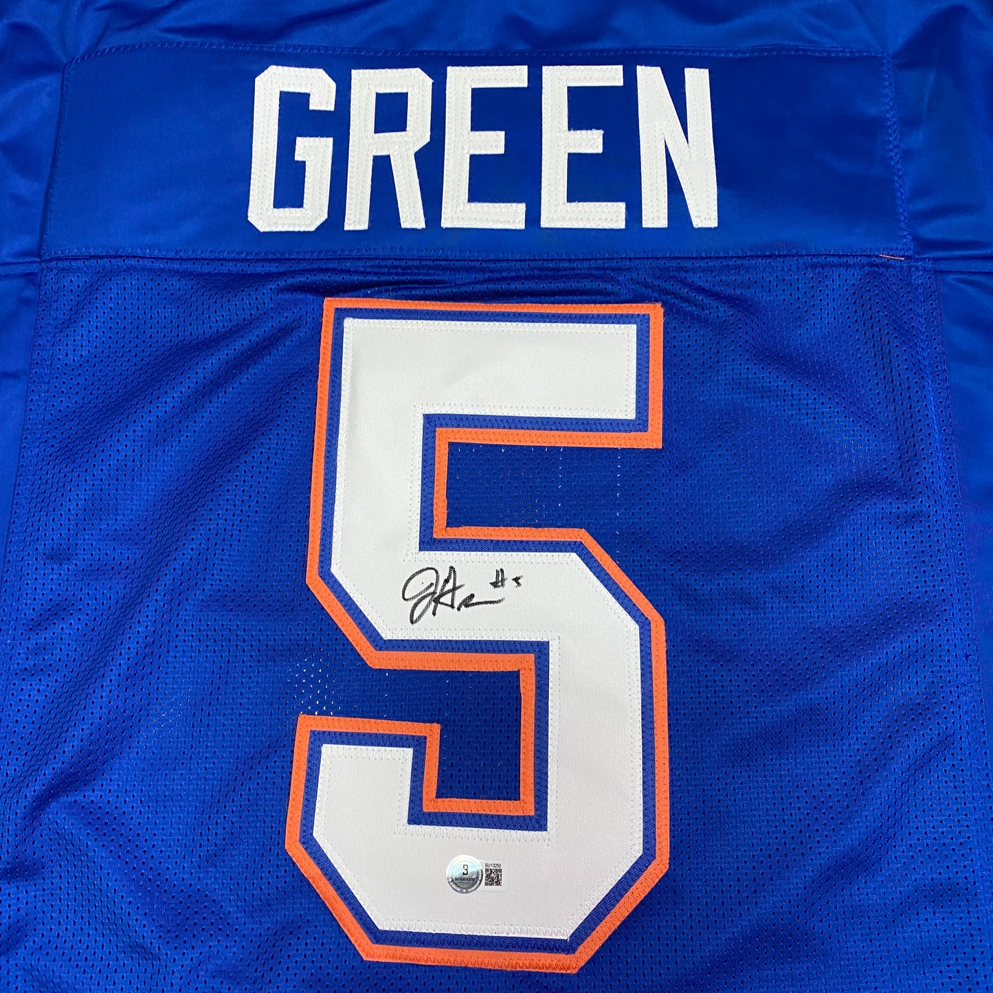 Jacquez Green signed Blue #5 stitched jersey - Florida Gators Style