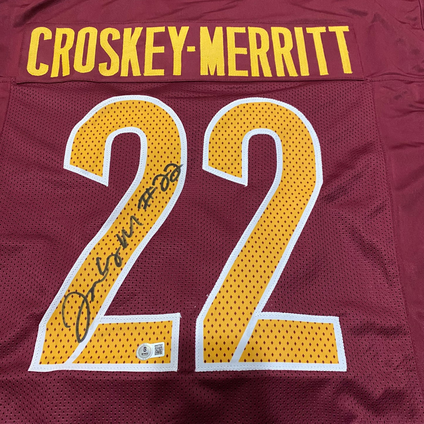 Jacory Croskey-Merritt Signed #22 Stitched Jersey Washington Commanders Style