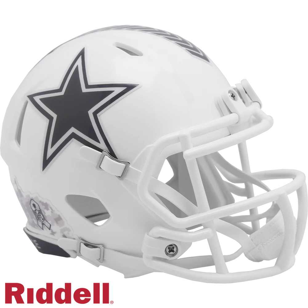 Tony Romo Signed Dallas Cowboys 2024 Salute to Service Alternate Mini Speed Football Helmet