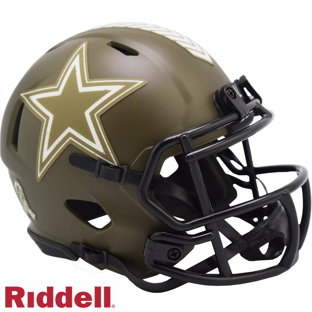 Tony Romo Signed Dallas Cowboys 2022 Salute to Service Alternate Mini Speed Football Helmet