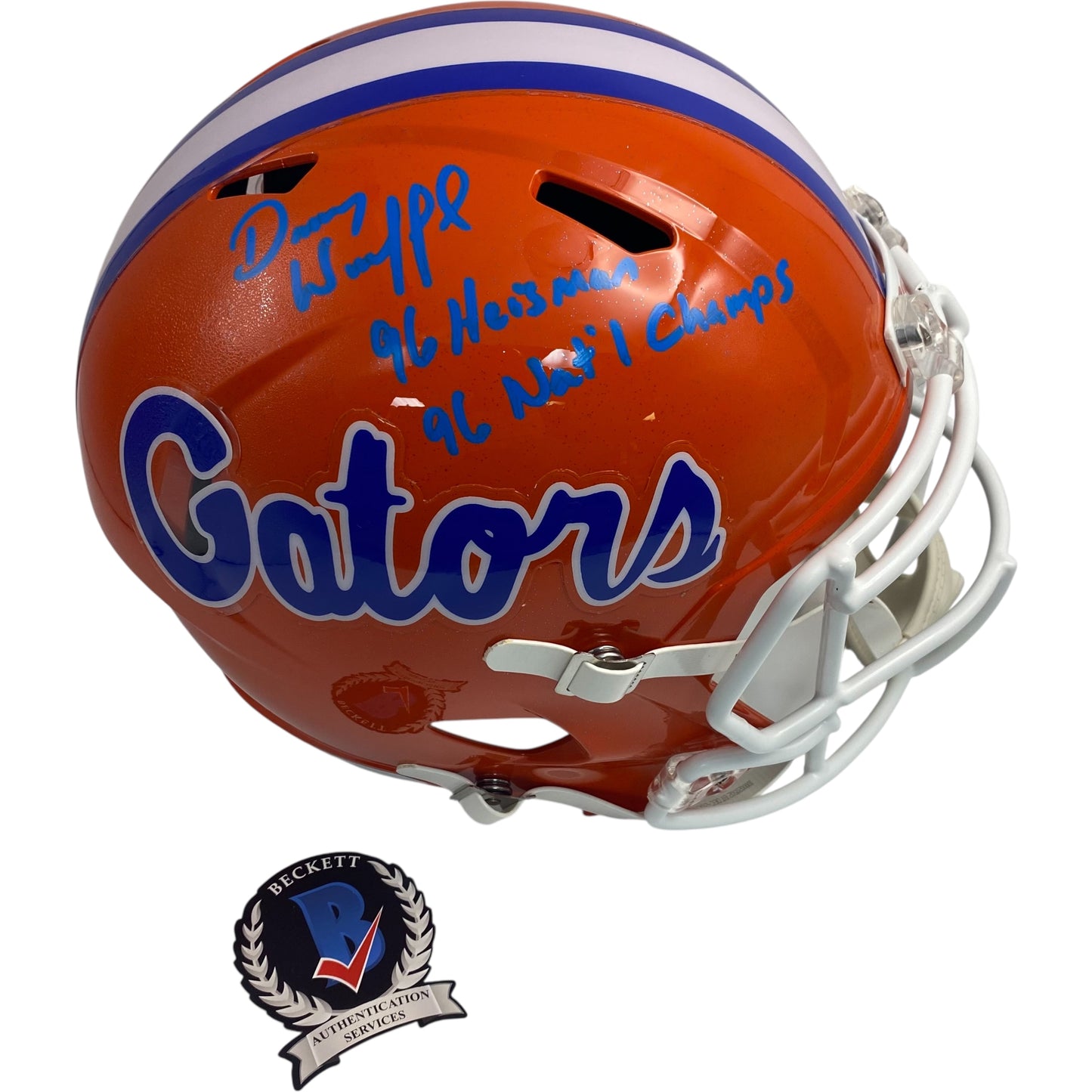 Danny Wuerffel 96 Heisman & National Champions Signed Florida Gators Full Size Replica Football Helmet