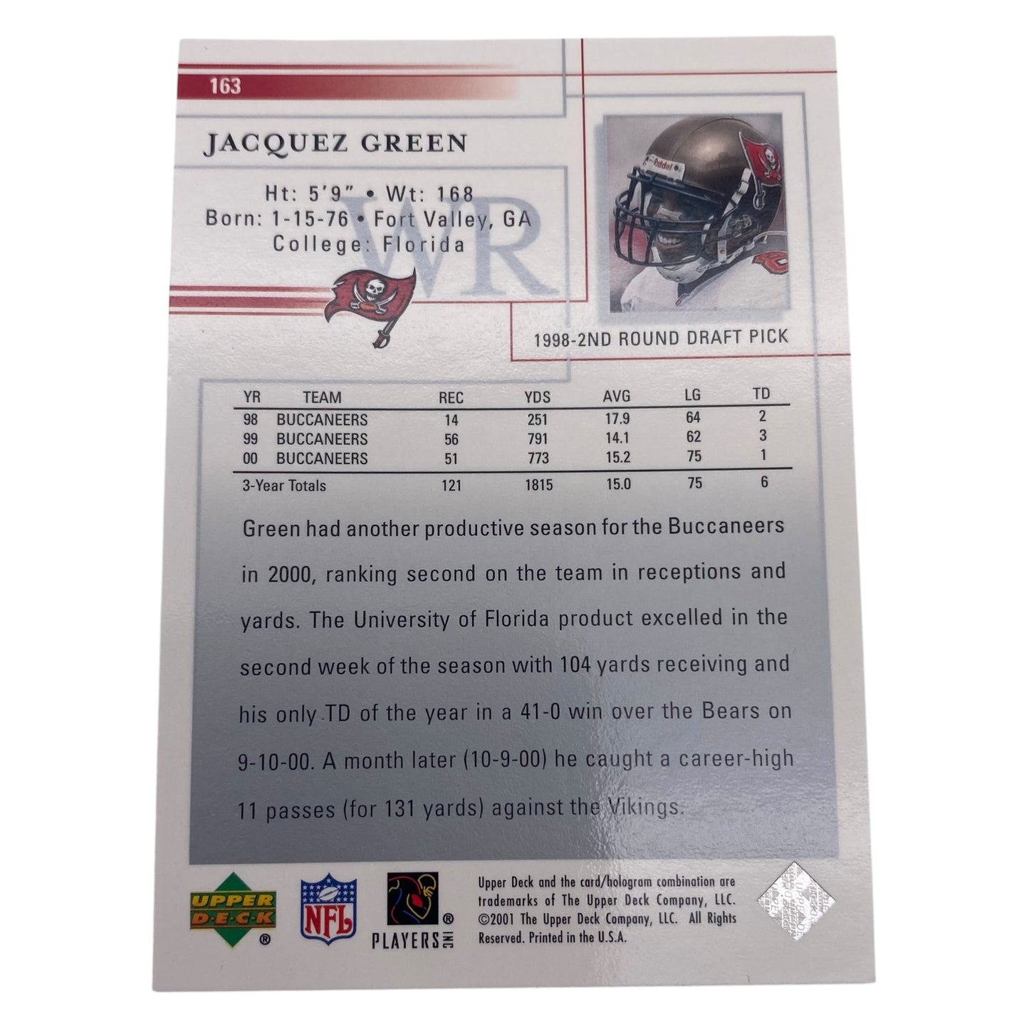 Jacquez Green Signed Tampa Bay Bucs Trading Card