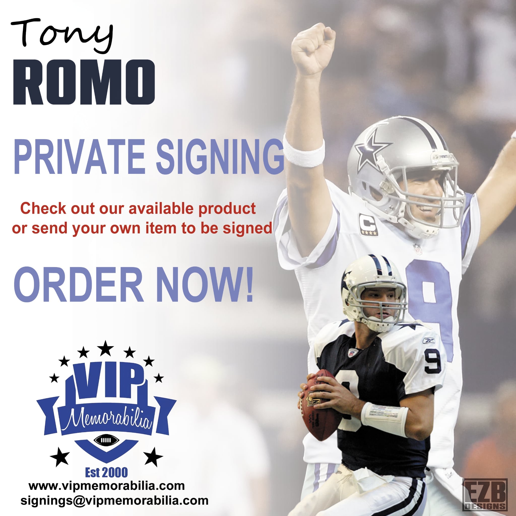 Tony Romo Private Signing - Summer 2026 – VIP Memorabilia