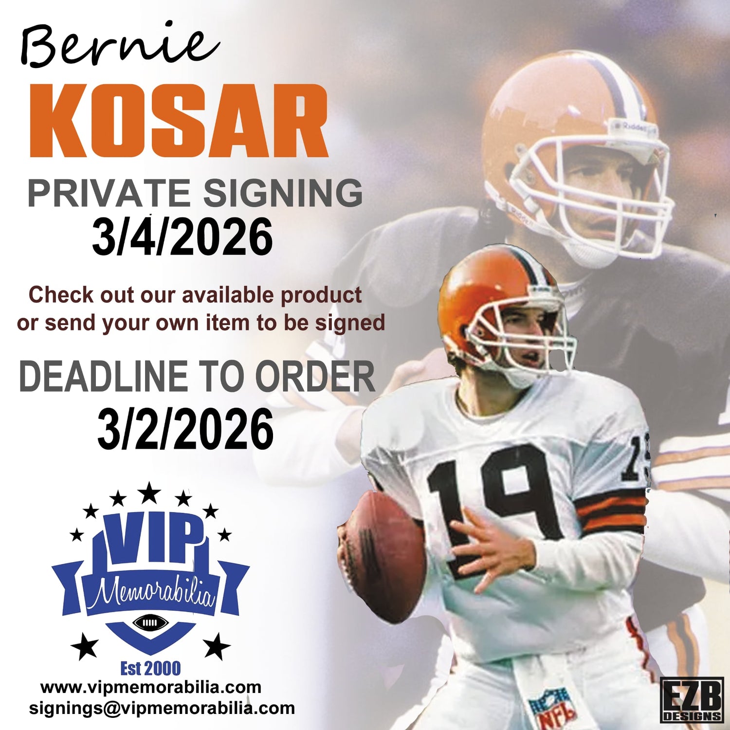 Bernie Kosar Private Signing - March 5, 2026