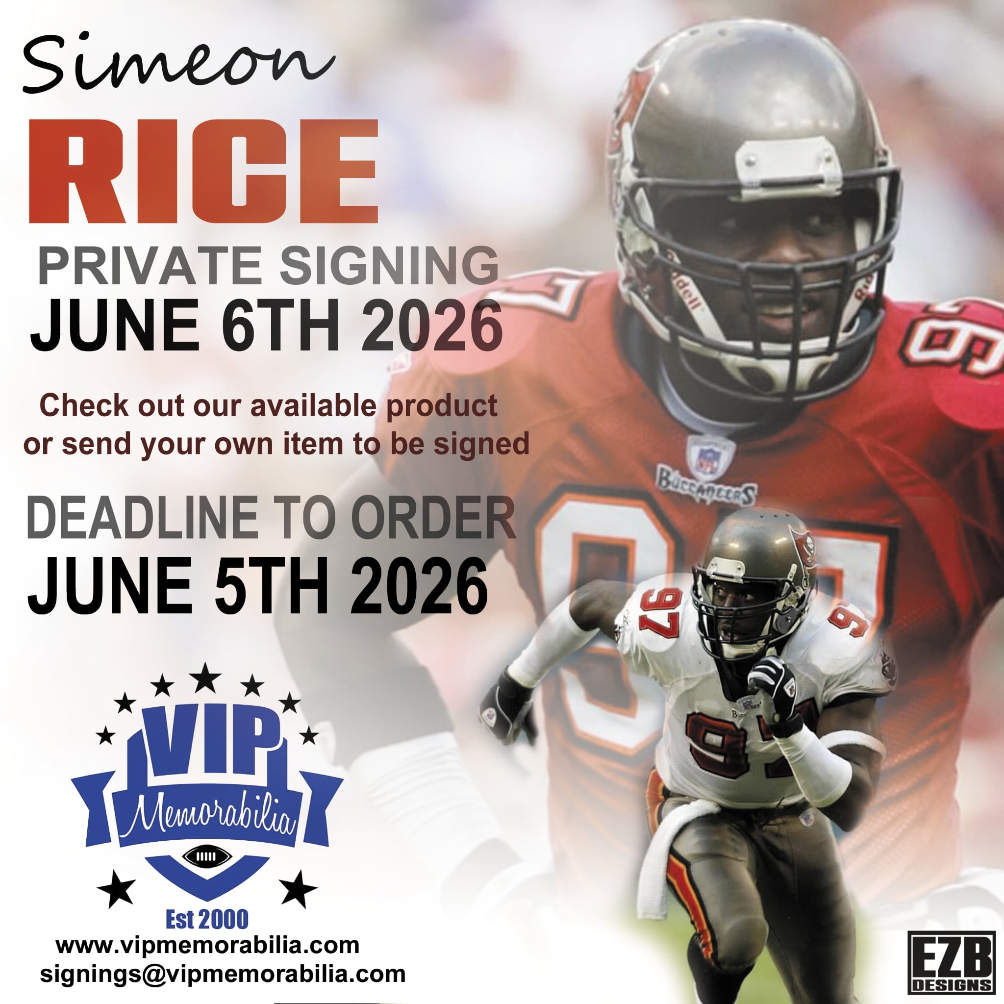 Simeon Rice Autograph Signing - June 6, 2026 – VIP Memorabilia