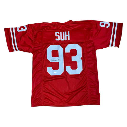 Ndamukong Suh signed Red #93 stitched jersey - Nebraska Cornhuskers Style