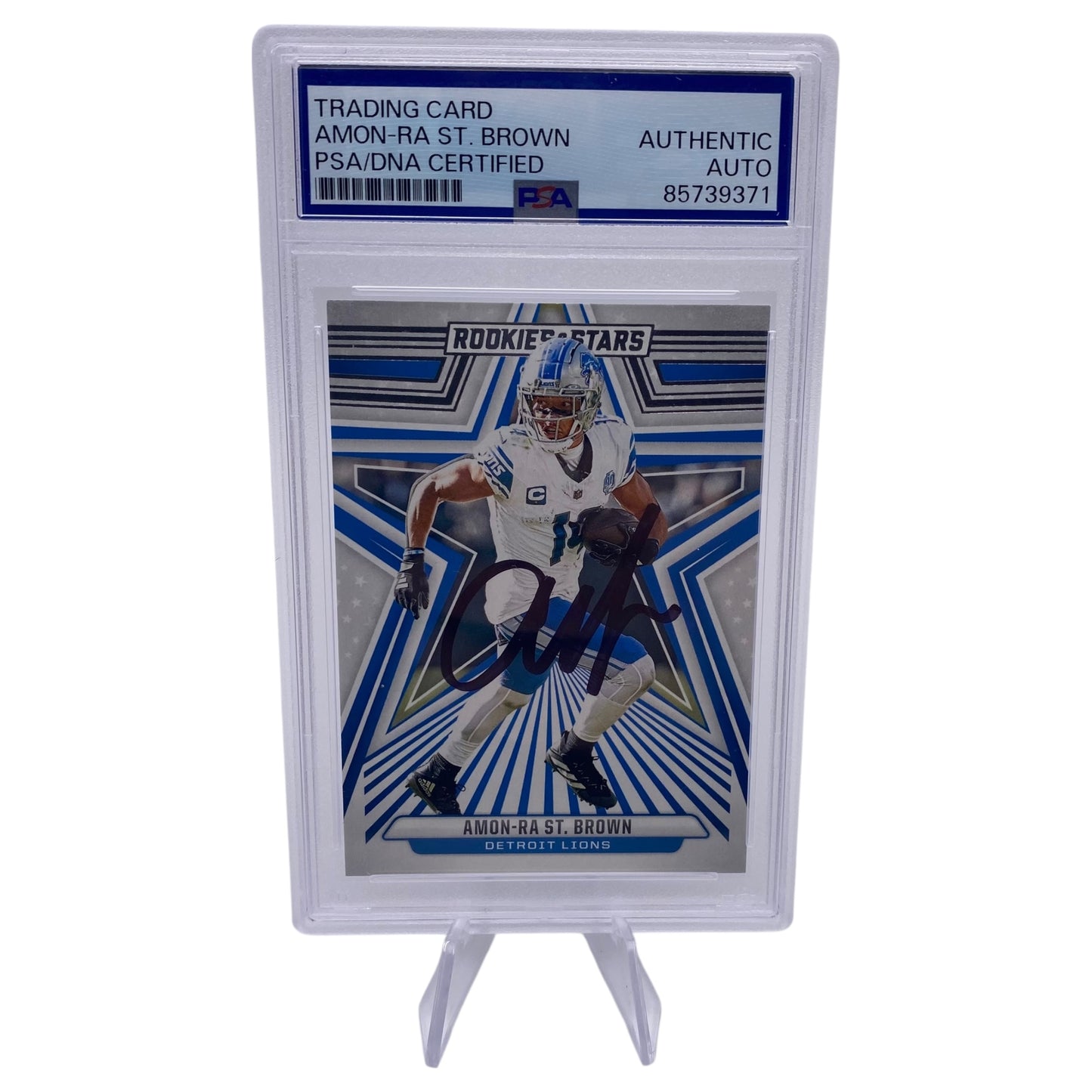 Amon-ra St. Brown Signed Detroit Lions 2024 Panini Rookies & Stars Trading Card PSA/DNA Slabbed