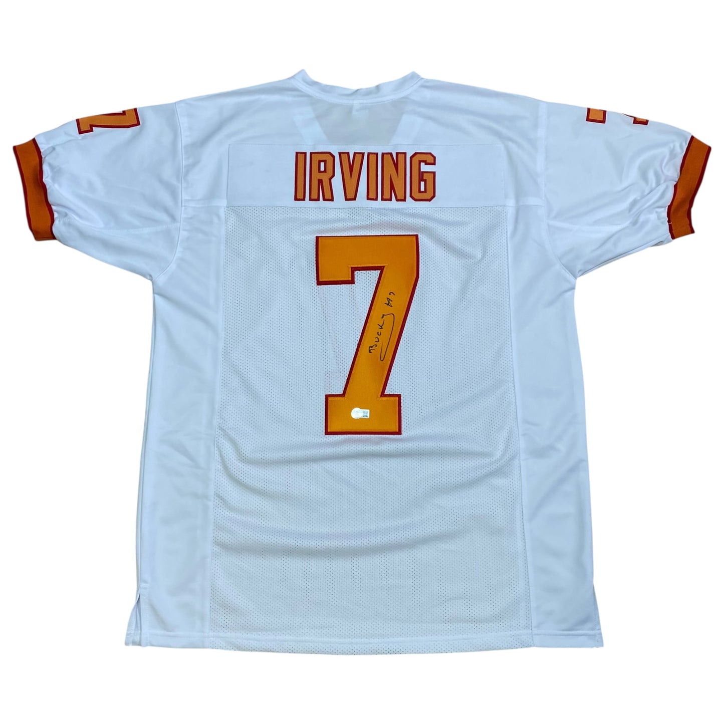 Bucky Irving signed White #7 Stitched Jersey Tampa Bay Buccaneers 1976 Style