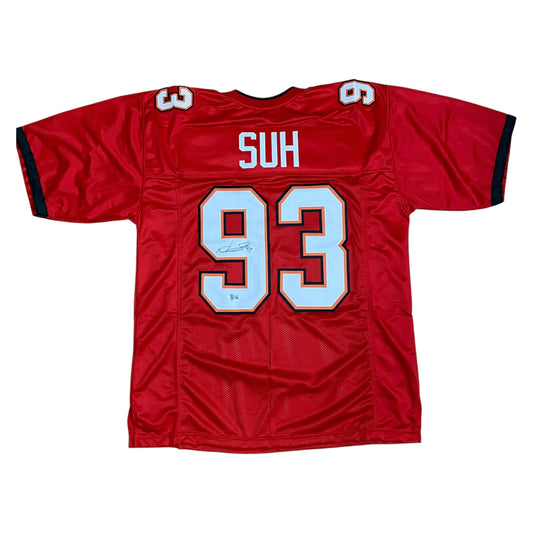 Ndamukong Suh signed Red #93 stitched jersey - Tampa Bay Buccaneers Style