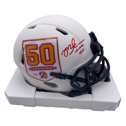 Mike Alstott Signed Tampa Bay Buccaneers 50th Anniversary Alternate Speed Mini Helmet