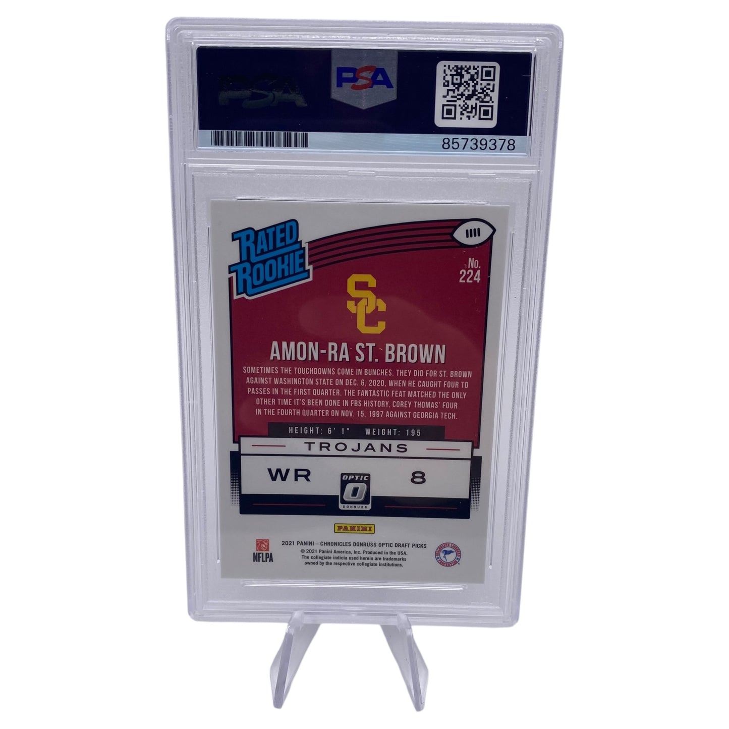 Amon-ra St. Brown Signed Detroit Lions 2021 Panini Chronicles Donruss Optic Rated Rookie Trading Card PSA/DNA Slabbed
