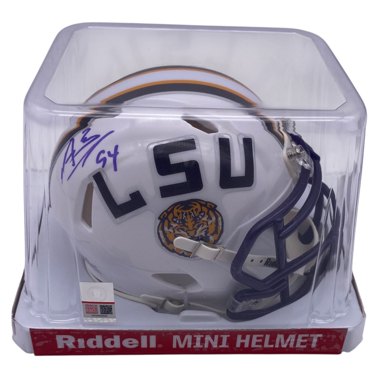 Anthony Booger McFarland Signed LSU Tigers White Alternate Mini Speed Football Helmet