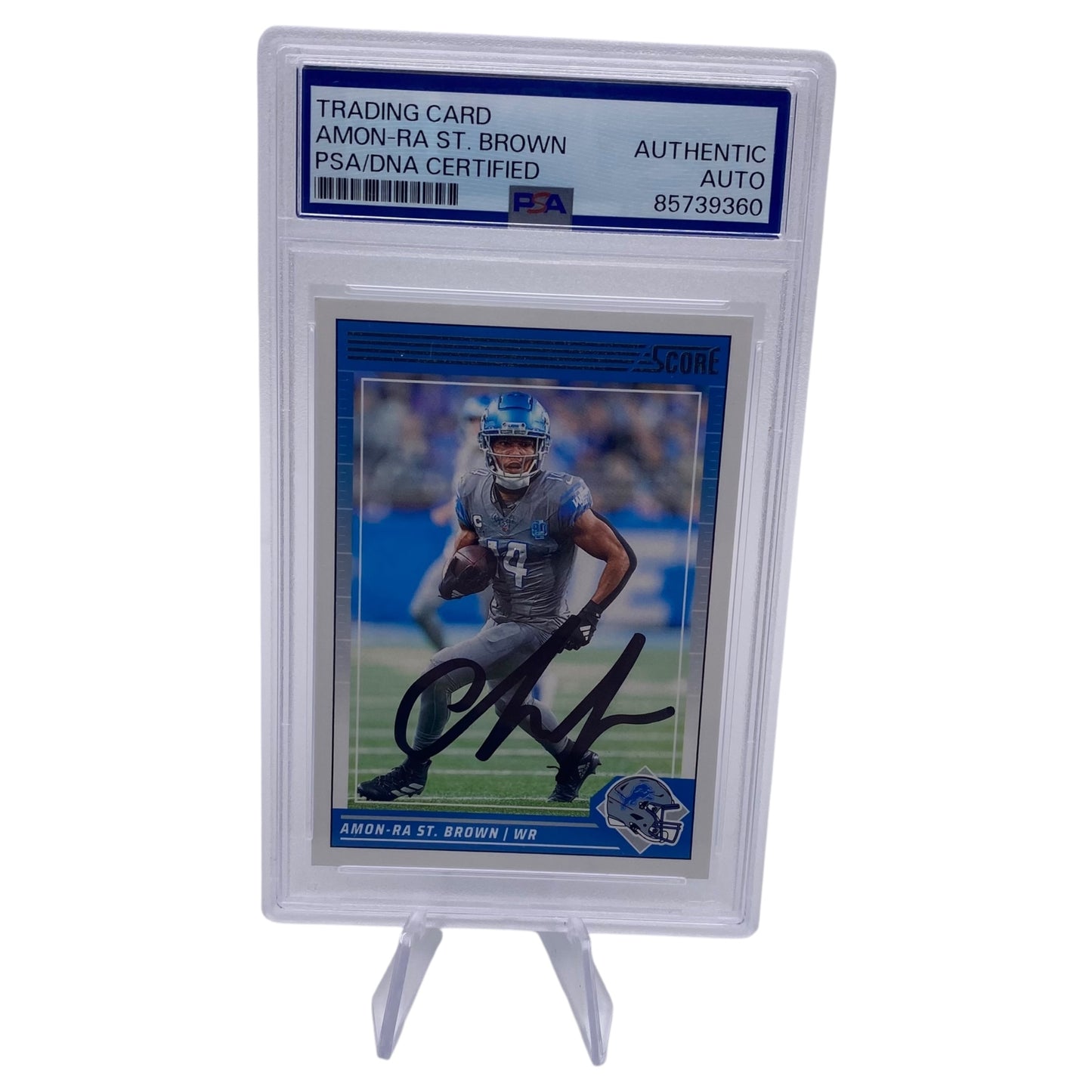 Amon-ra St. Brown Signed Detroit Lions 2024 Panini Score Trading Card PSA/DNA Slabbed